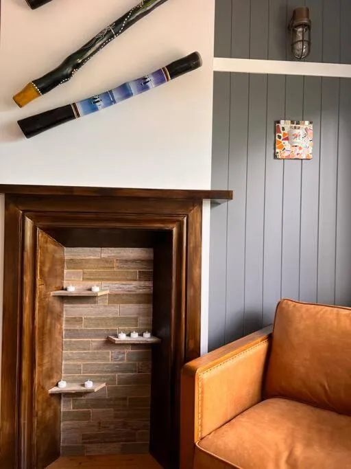 Living room in Sunflower House, a cozy cabin at Lake Wentworth