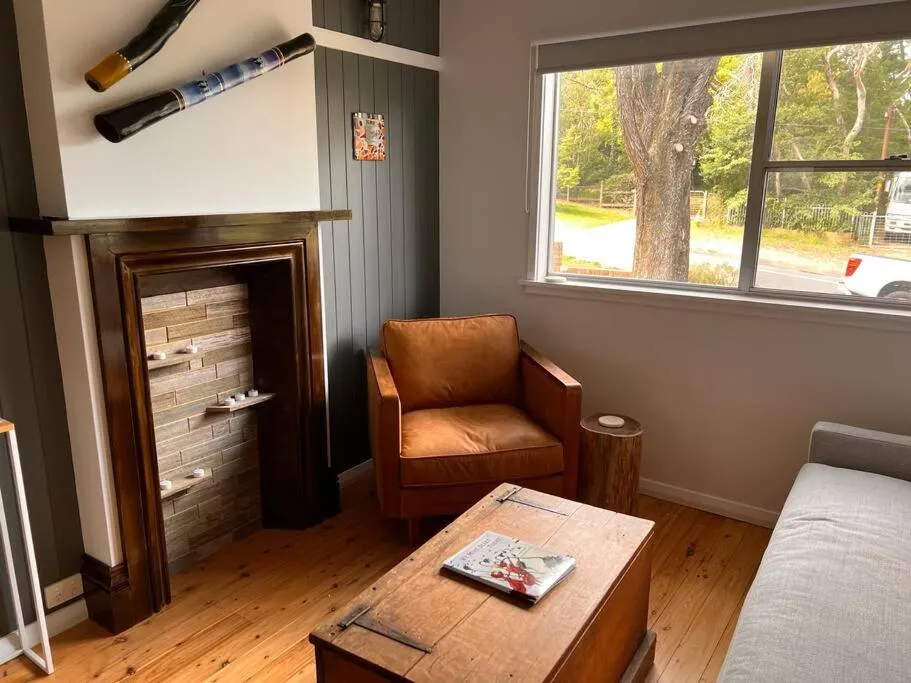 Living room in Sunflower House, a cozy cabin at Lake Wentworth