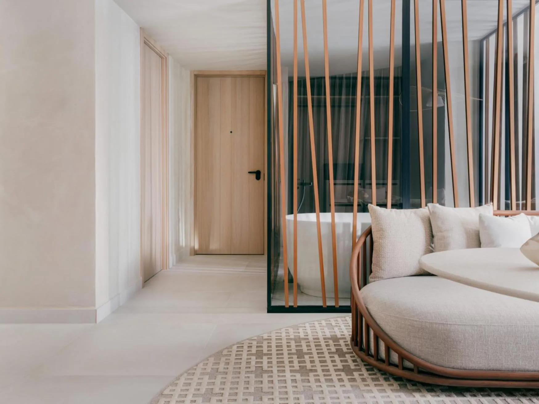 Living room, Bed in Mondrian Ibiza