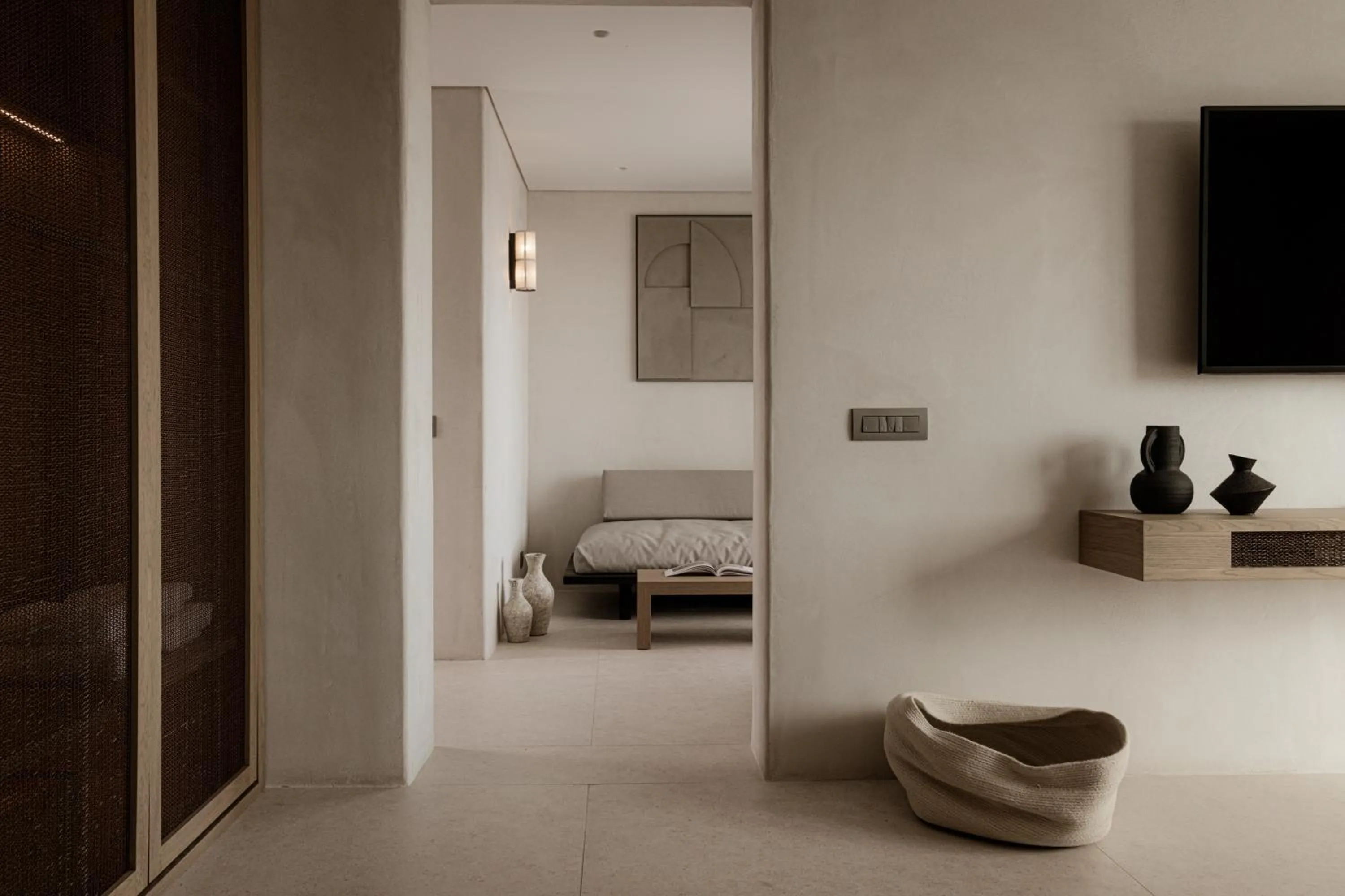 Living room, Bed in Enigma Mykonos Hideaway Suites