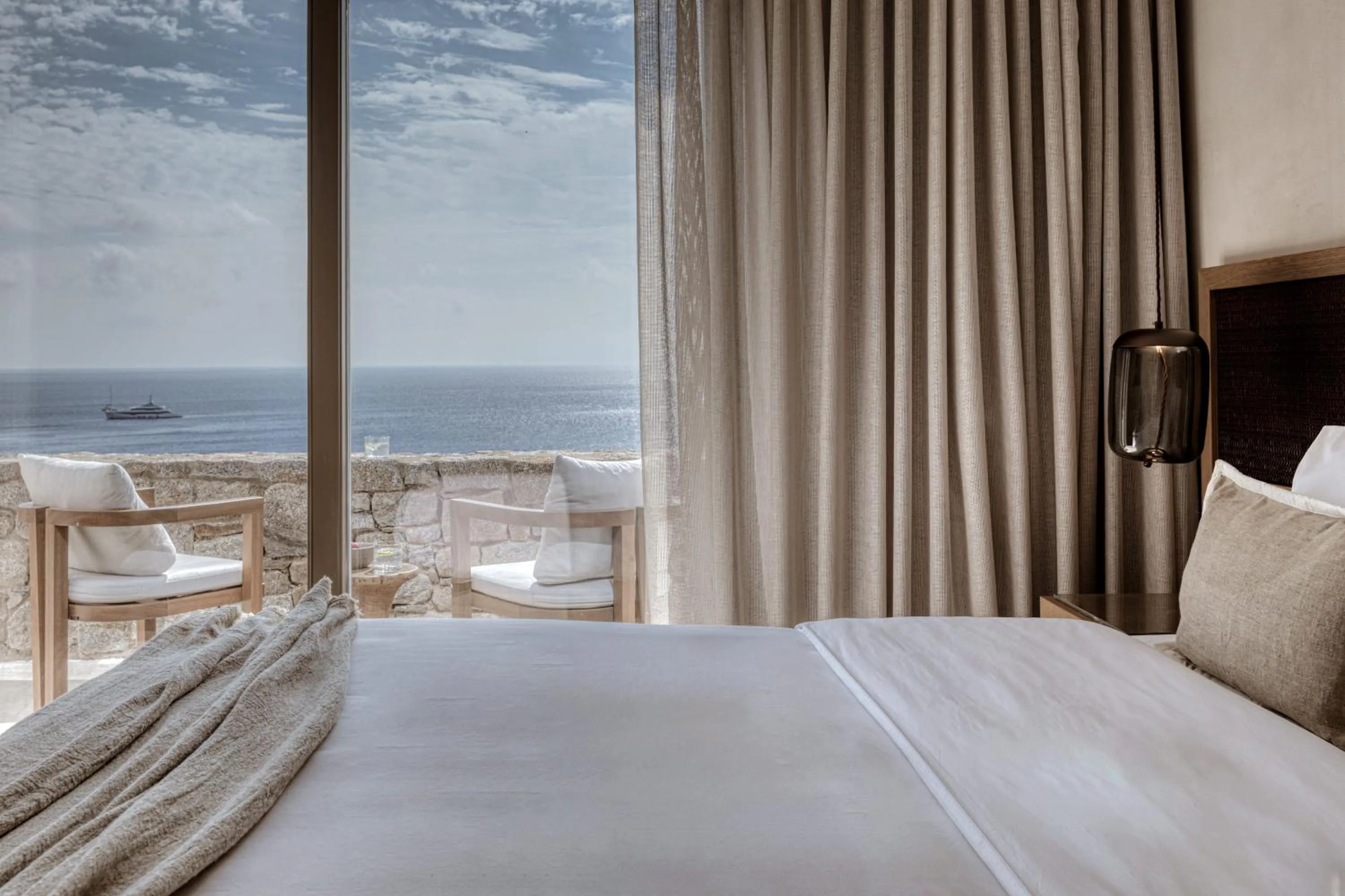 Balcony/Terrace, Bed in Enigma Mykonos Hideaway Suites