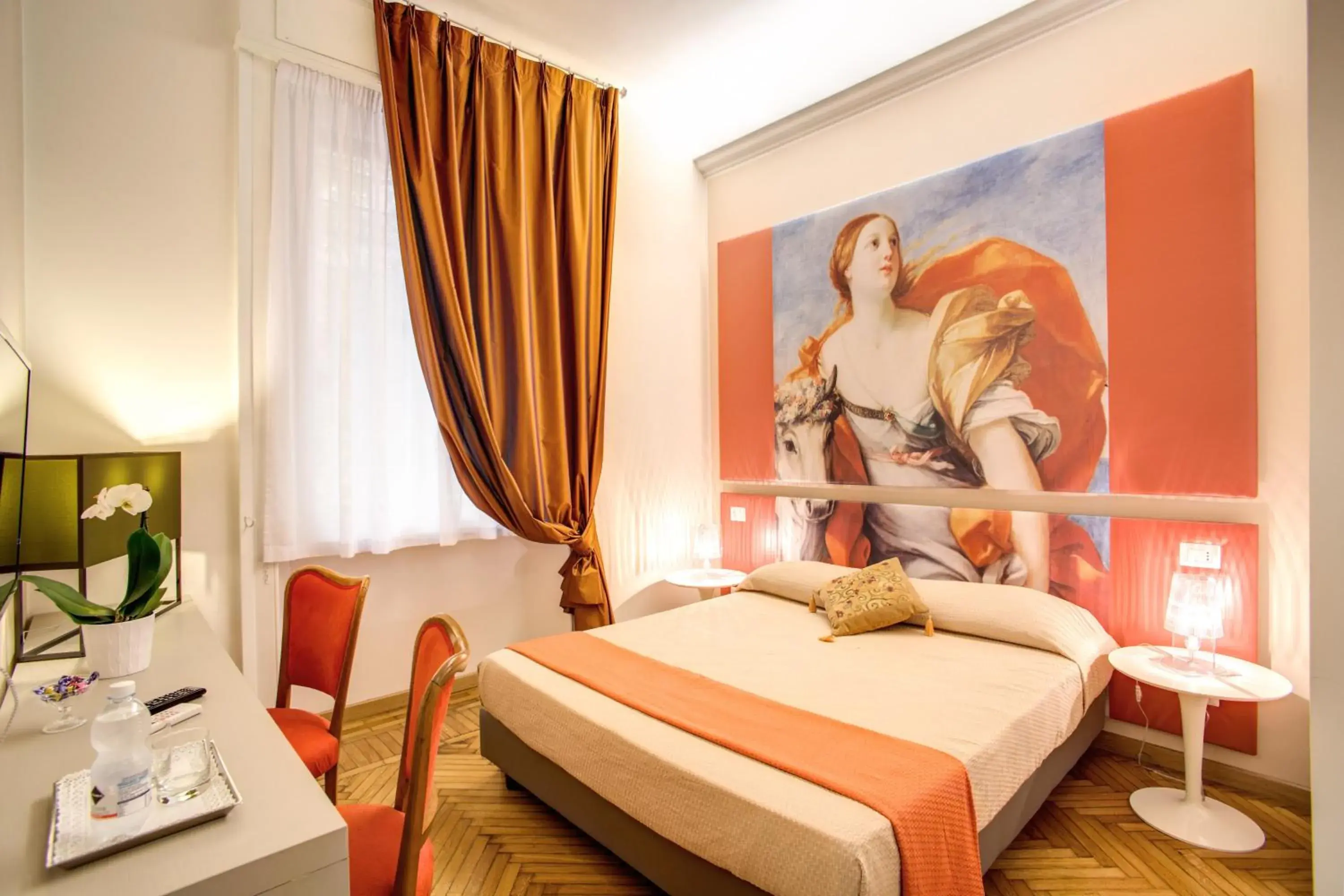 Decorative detail, Bed in Roma In Una Stanza Guesthouse Decorative detail, Bed in Roma In Una Stanza Guesthouse