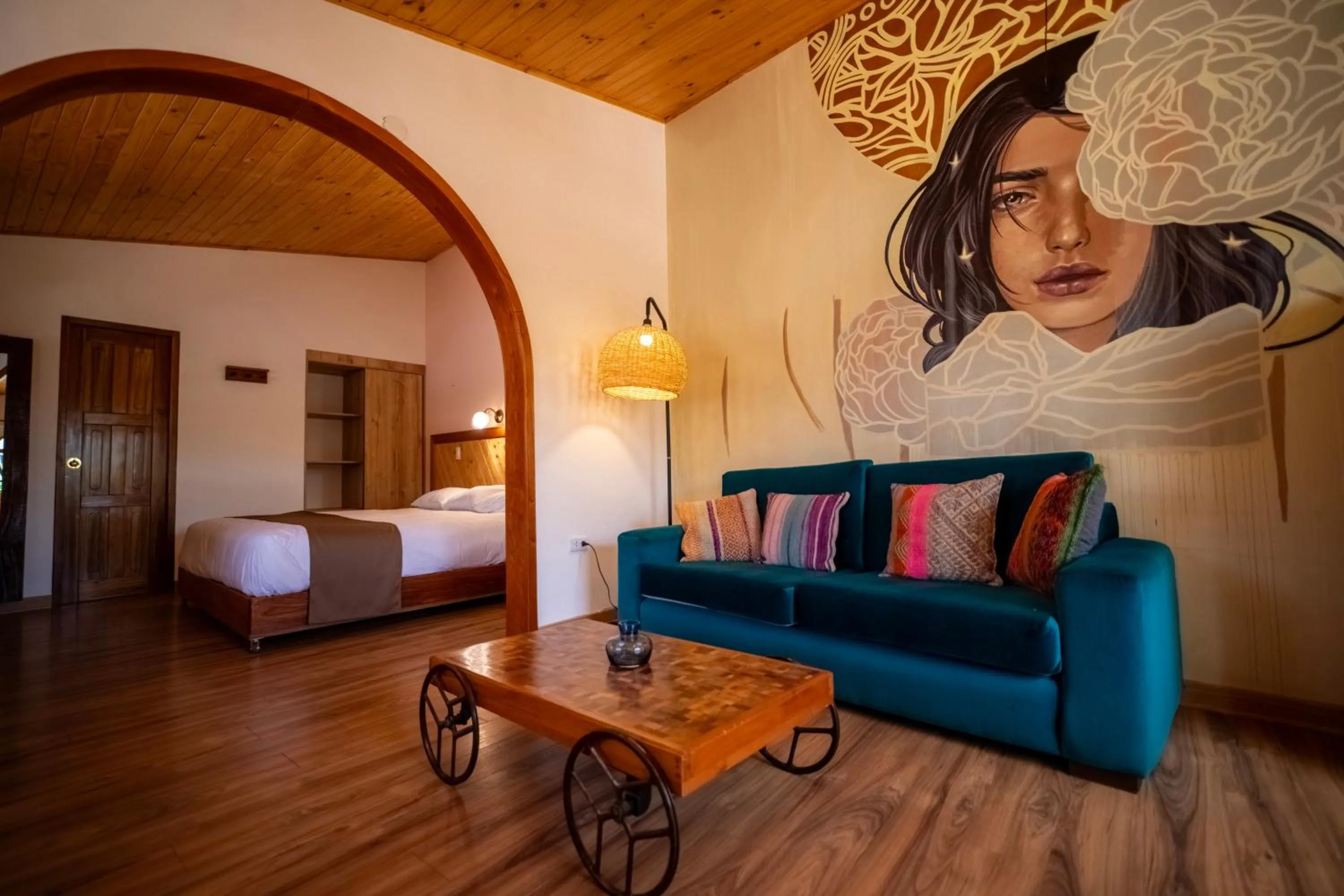 Living room, Bed in San Sebastian Hotel Boutique