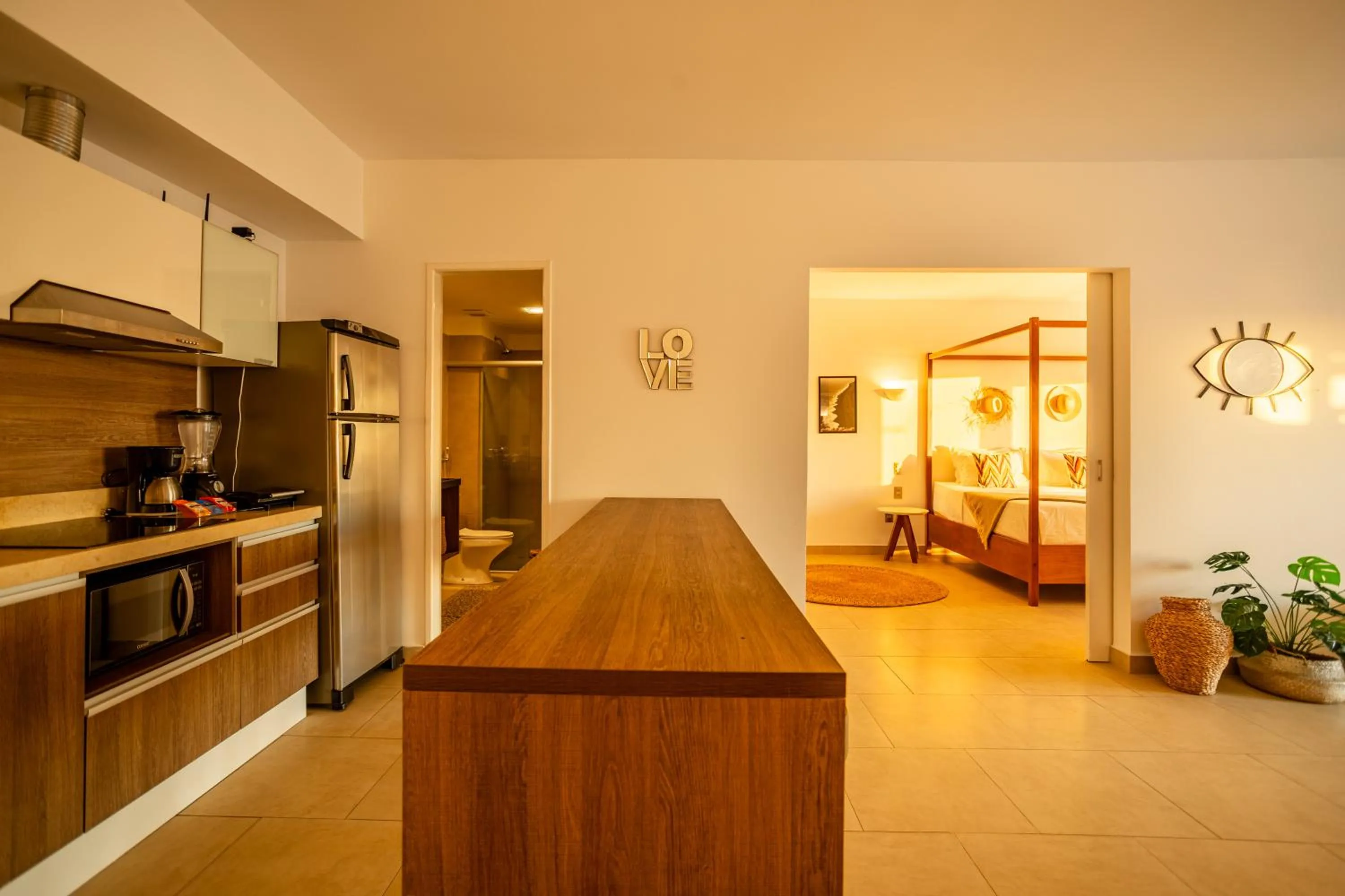 Kitchen or kitchenette, Bed in Enjoy Jeri Praia