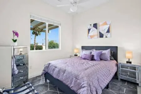 Bed in Luxurious Getaway Near Coachella Stagecoach Pool Putting Green Parking Firepit Sleeps 11