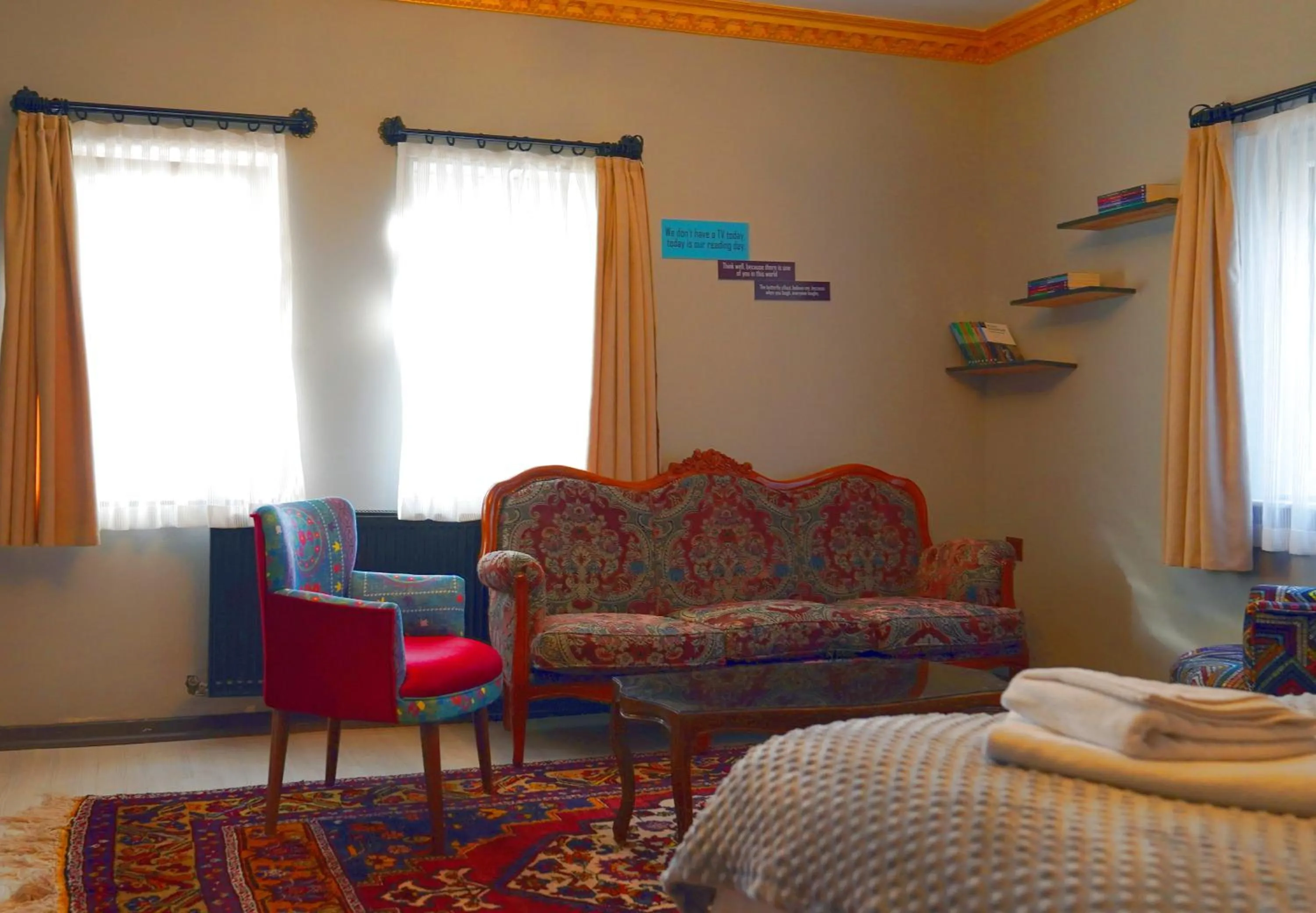 Seating area in Alpha Stone House