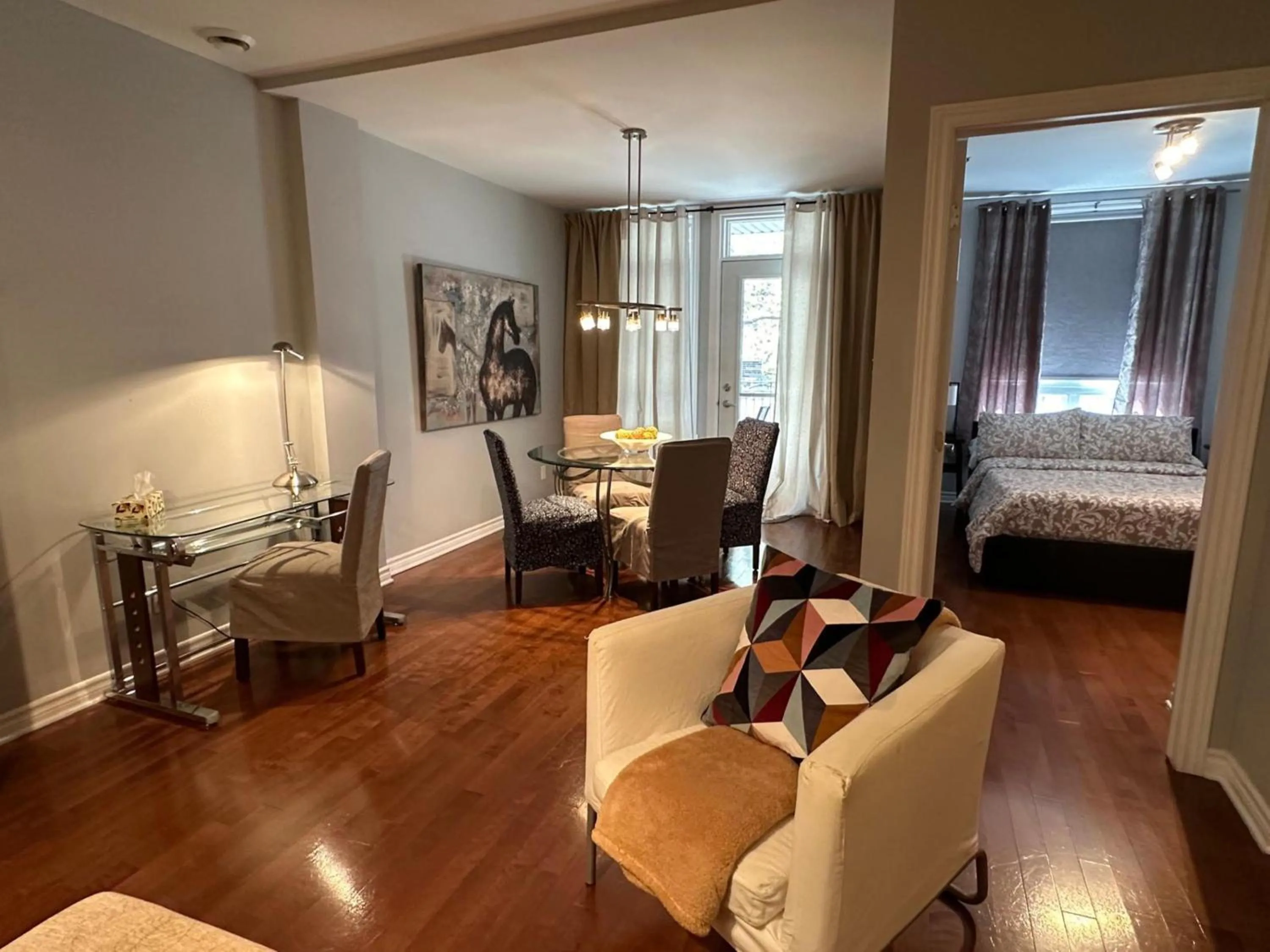 Living room, Bed in ApartHotelMontreal by Les Terrasses Saint Urbain 2225I2