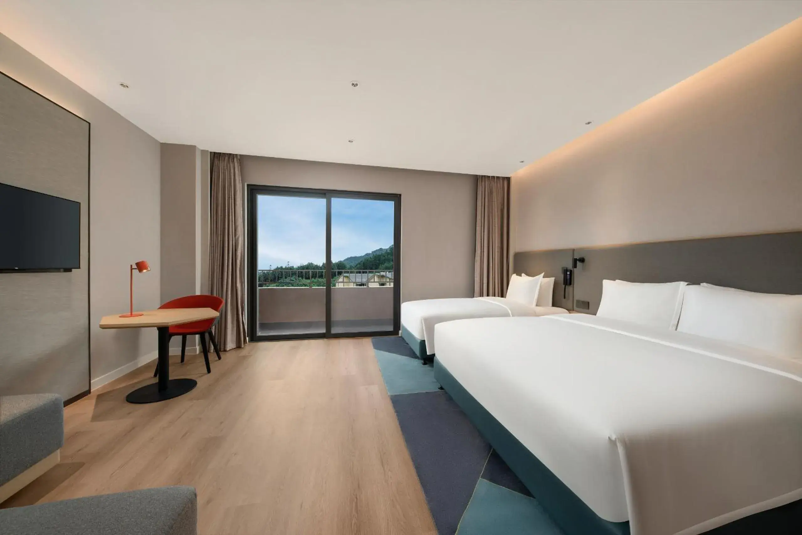 Standard Room with One King, One Single Bed and Balcony in Holiday Inn Express Wawu Mountain, an IHG Hotel Standard Room with One King, One Single Bed and Balcony in Holiday Inn Express Wawu Mountain, an IHG Hotel