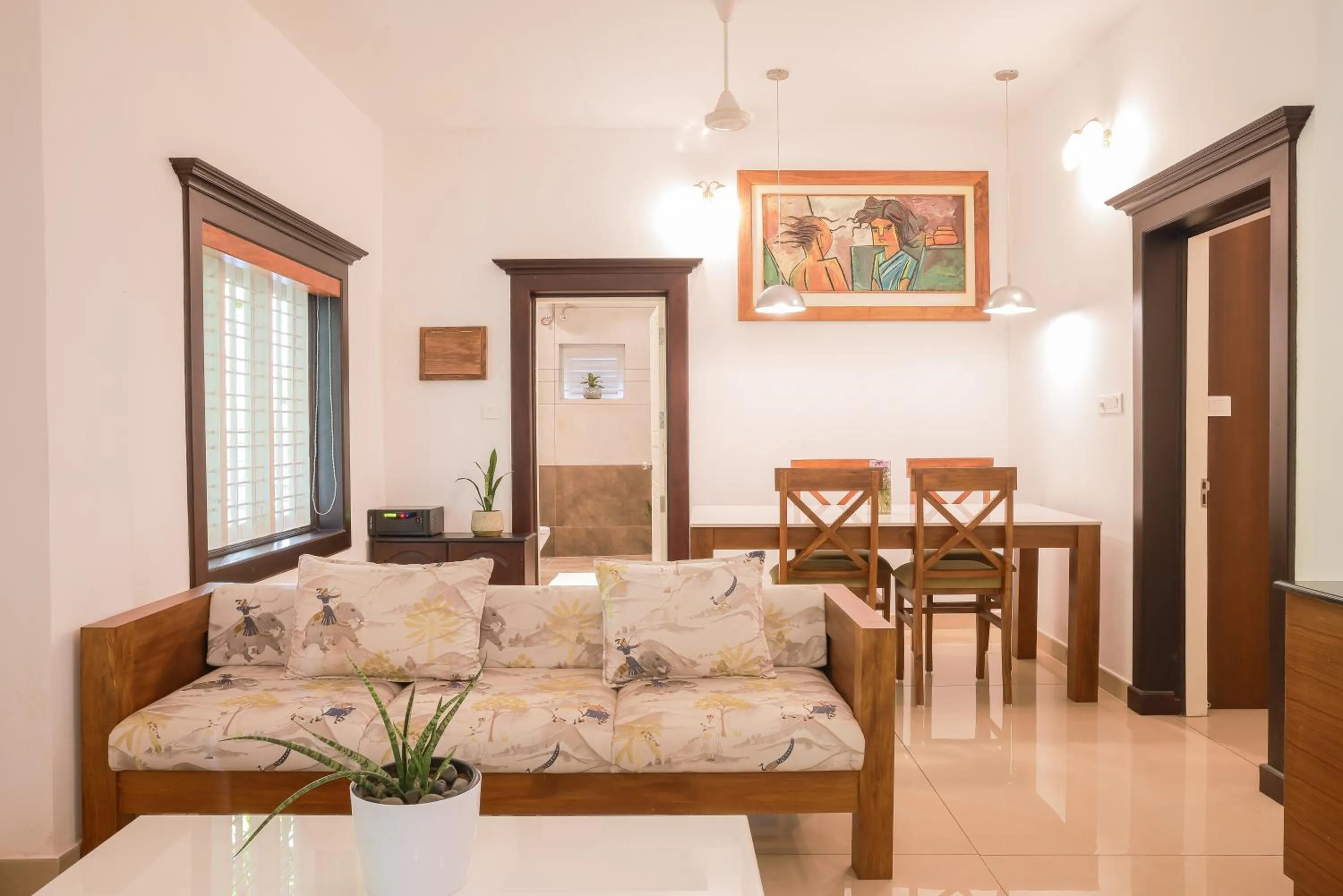 Living room in Softouch Ayurveda Village Kerala