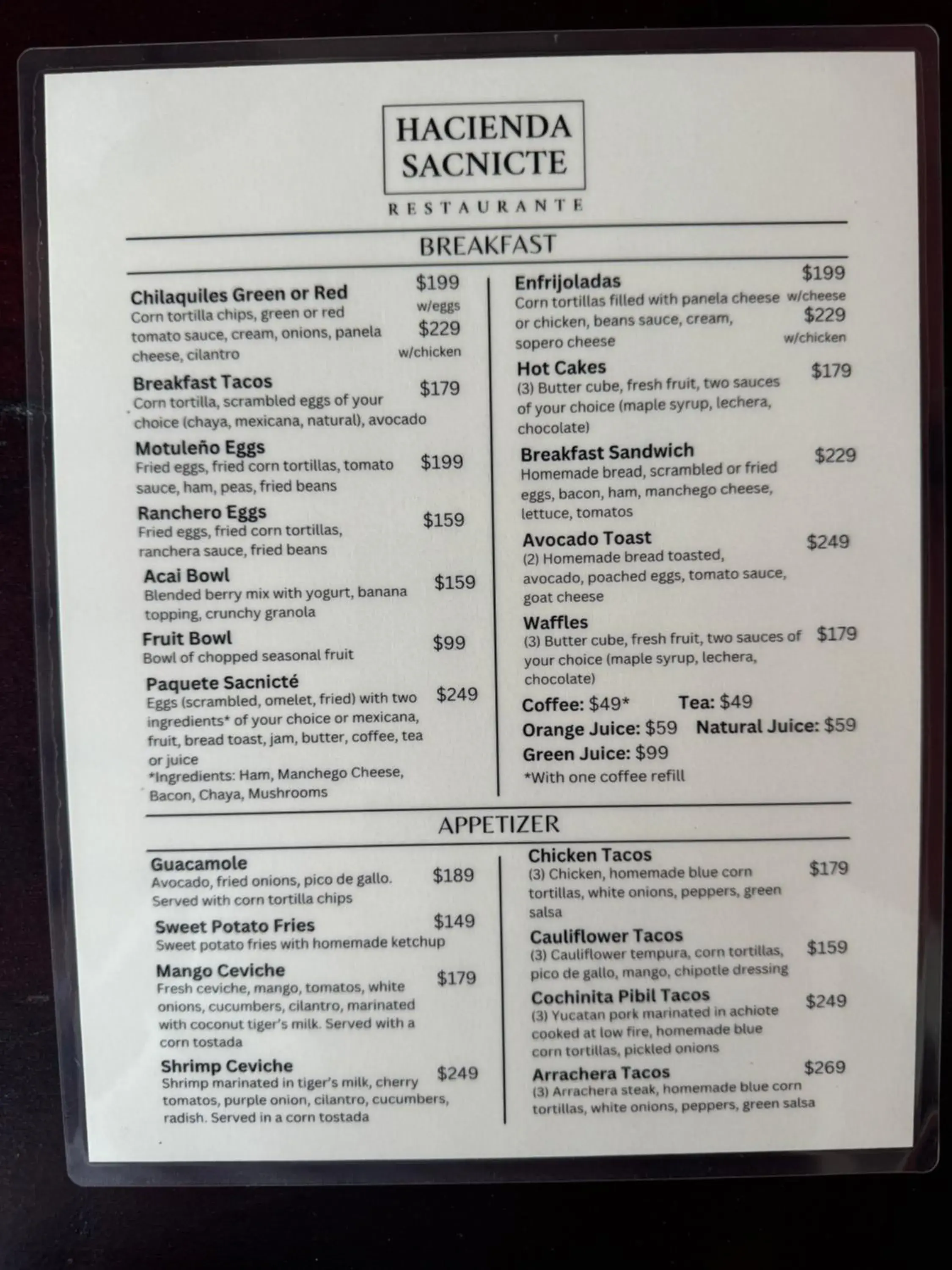 Restaurant/places to eat in Hacienda Sacnicte Restaurant/places to eat in Hacienda Sacnicte