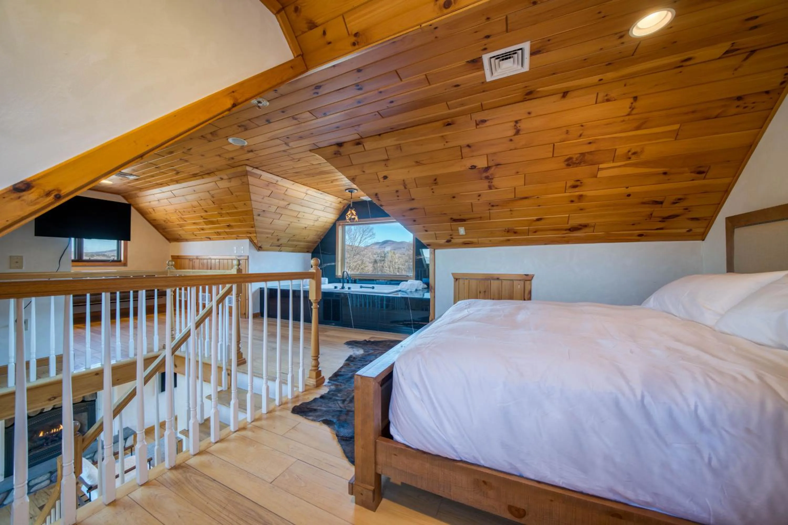 Bedroom, Bed in The Haüs Windham - Spacious Suites, Hot Tub, Mountain Views!