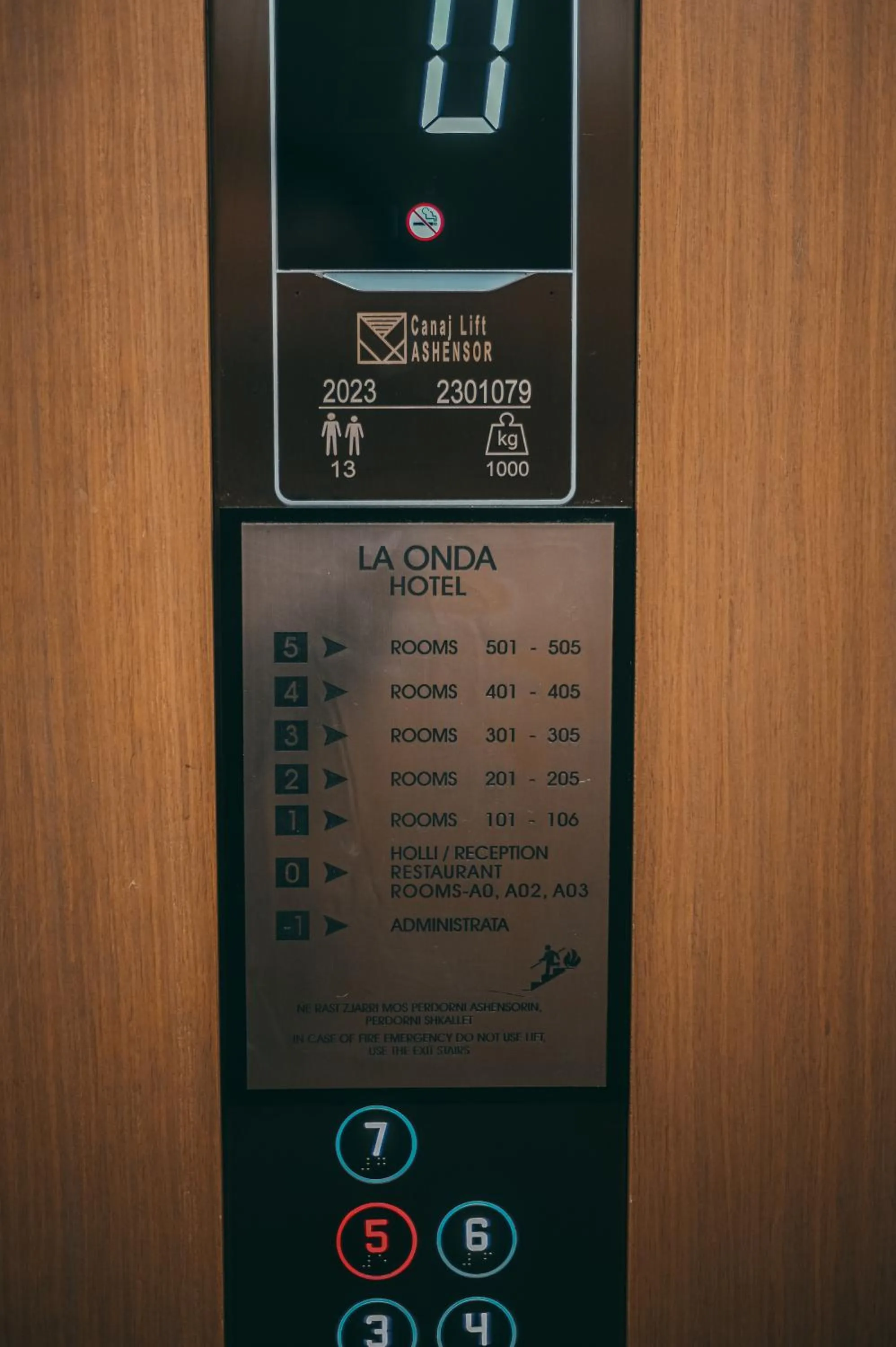 elevator in La Onda Hotel Durres