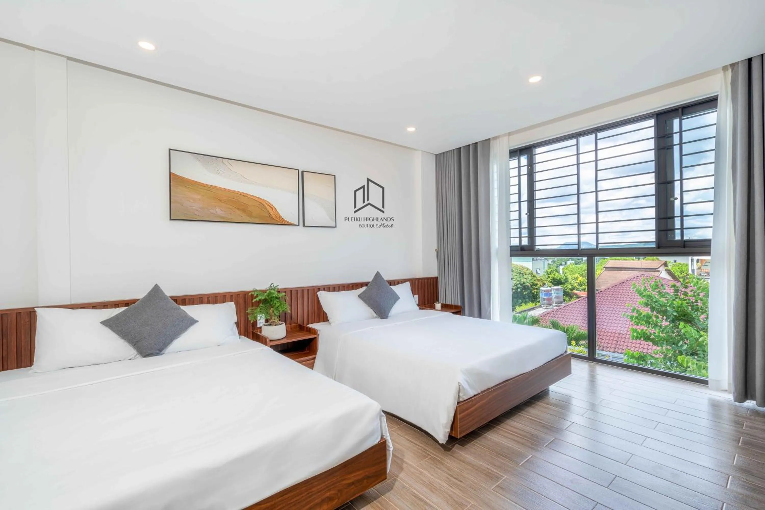 View (from property/room), Bed in PLEIKU HIGHLANDS BOUTIQUE HOTEL