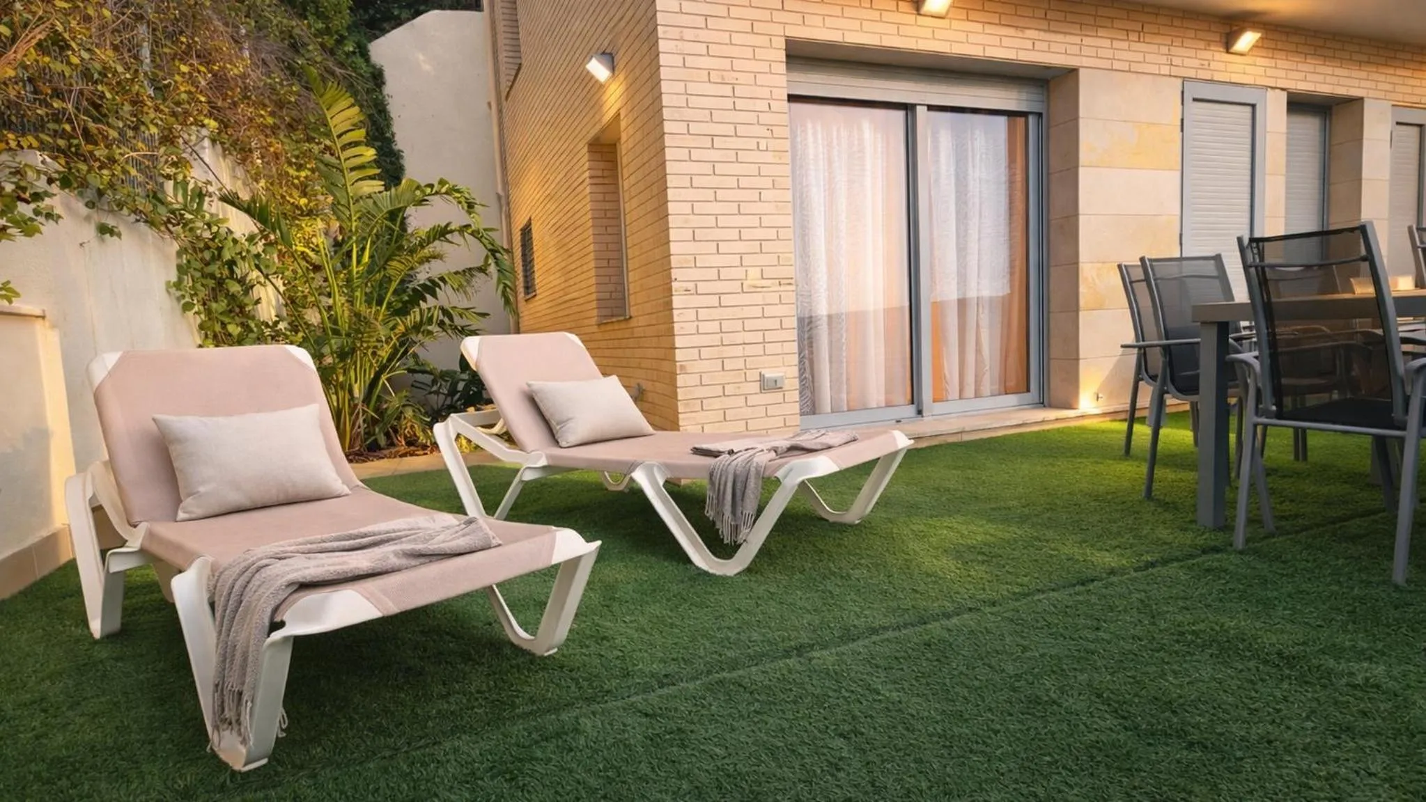 Patio in Modern Duplex in Sitges with Private Parking, Sea Views & Terrace