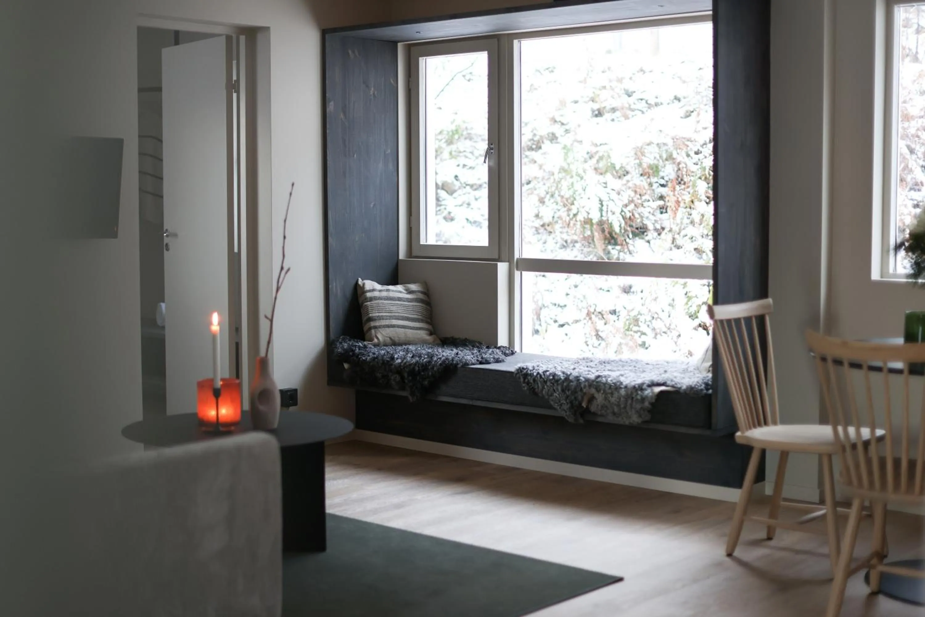 Living room, Bed in Tjörnbro Arena