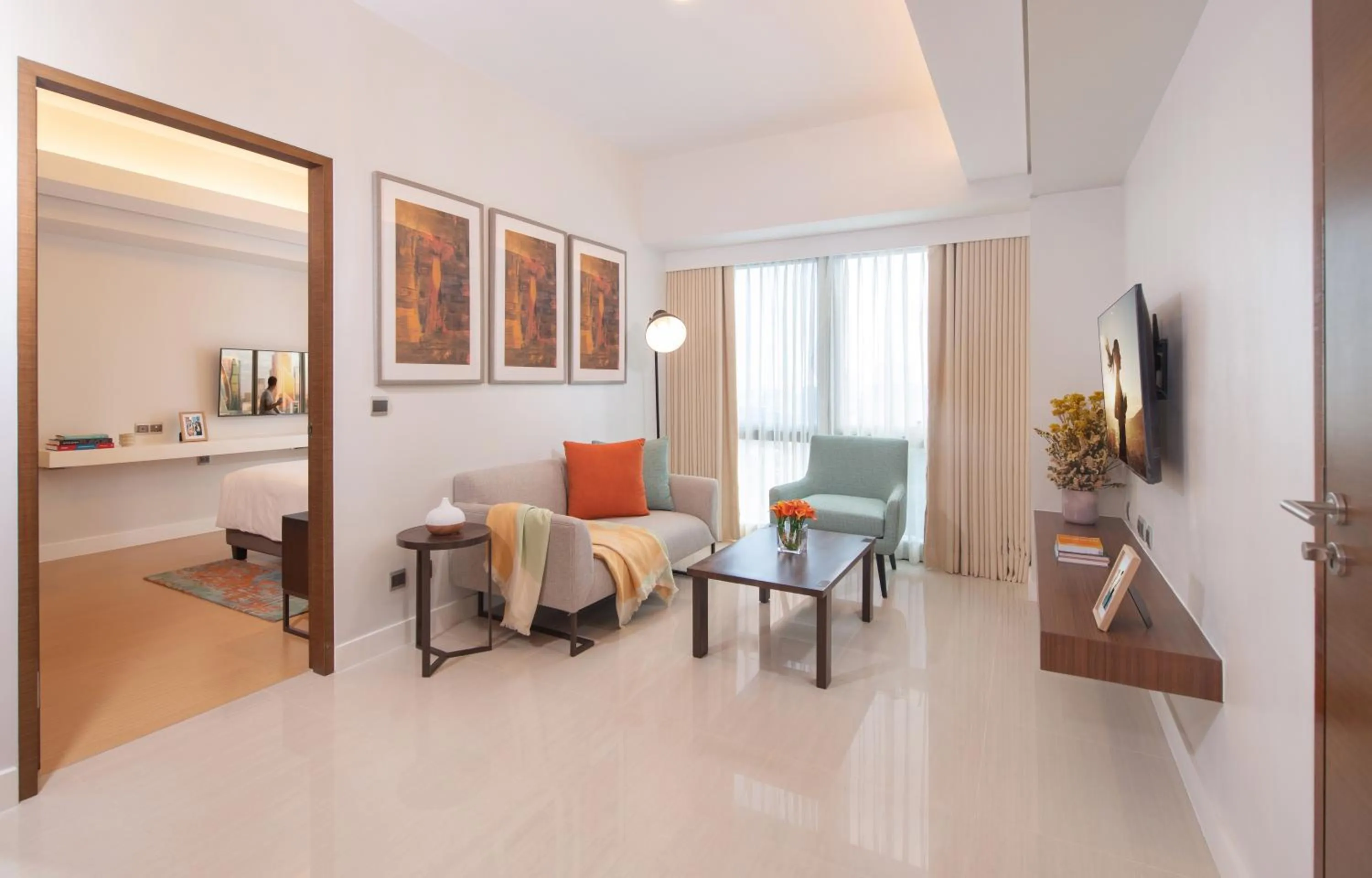 Seating area in Citadines Benavidez Makati