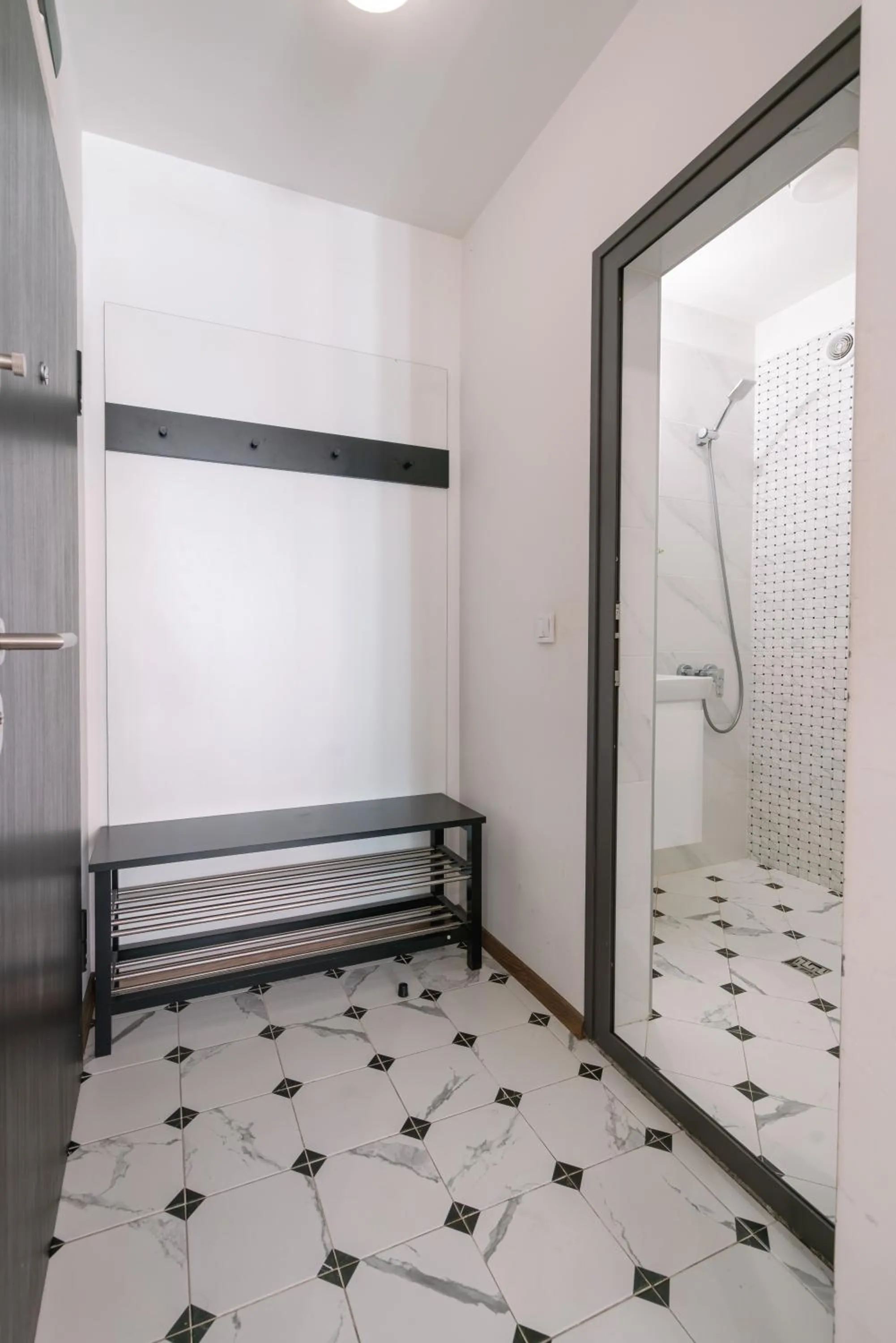 Bathroom, Bed in Bright Studio in the City Center