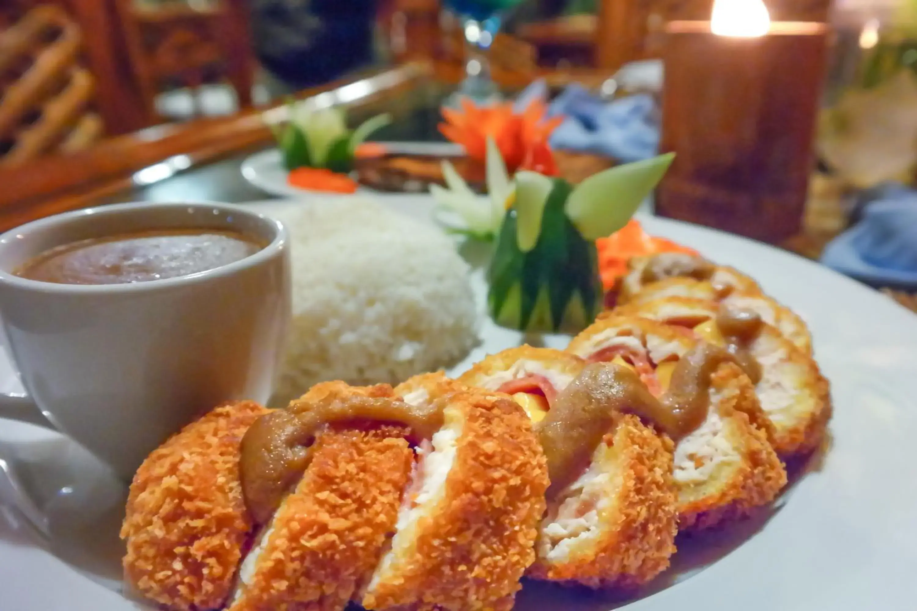 Food close-up in The Coral Blue Oriental Beach Villas and Suites Food close-up in The Coral Blue Oriental Beach Villas and Suites