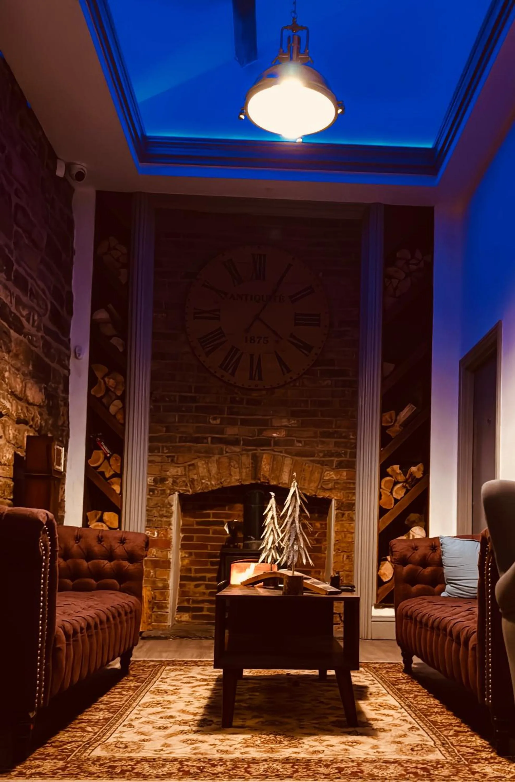 fireplace in The George Wright Boutique Hotel, Bar & Restaurant
