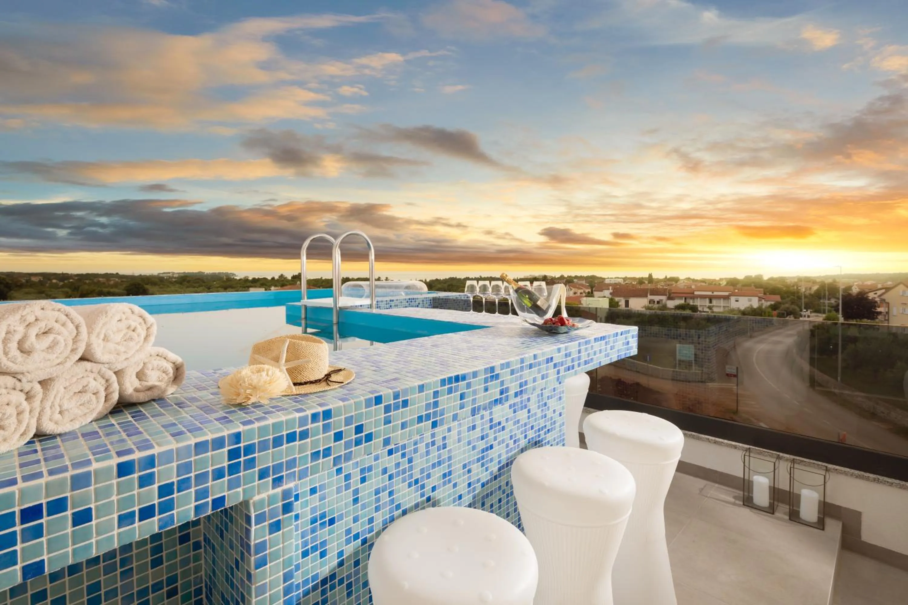 Swimming pool in Penthouse Blue Horizon- a luxury penthouse with infinity pool, hot tub, sauna and sea views!