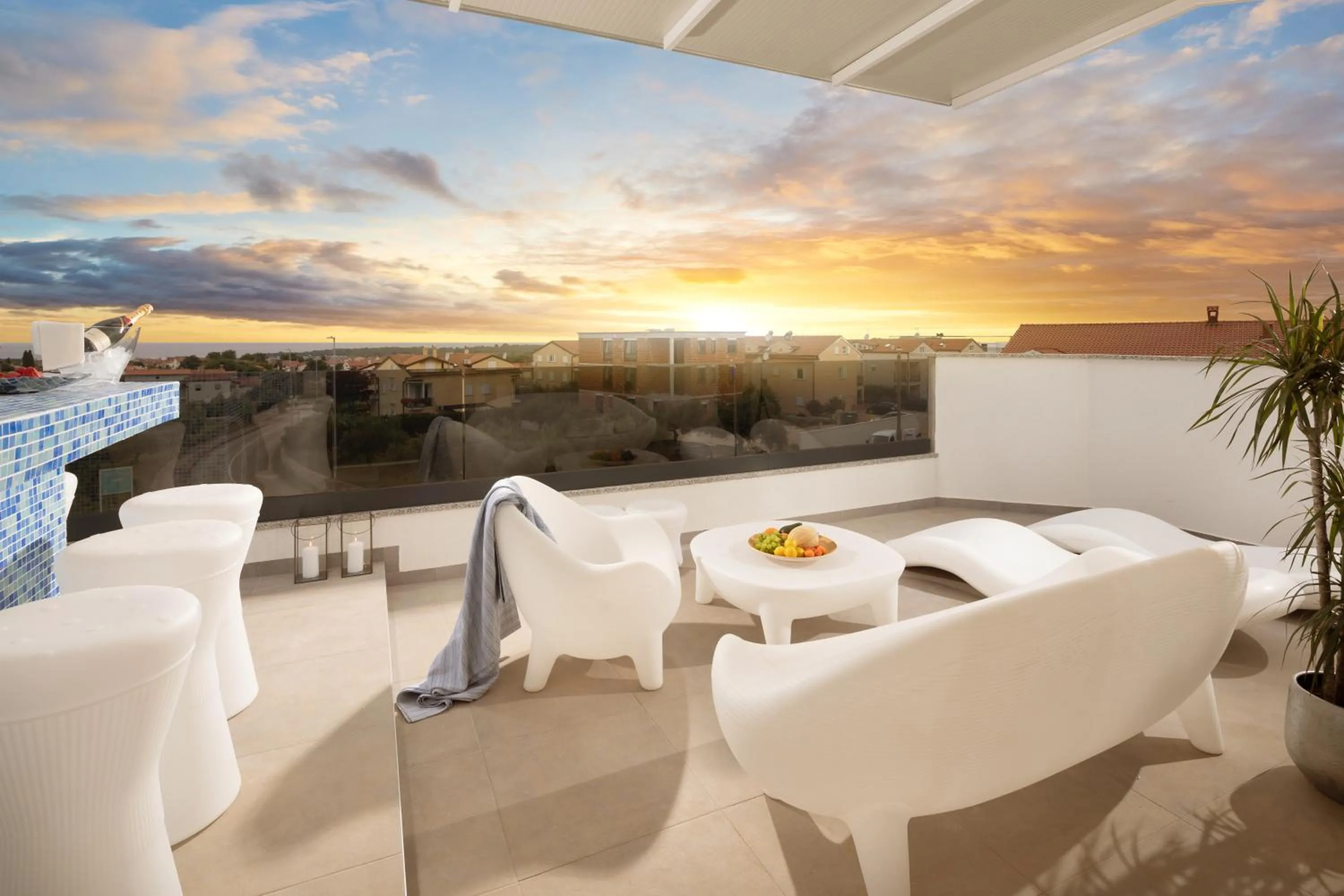 View (from property/room) in Penthouse Blue Horizon- a luxury penthouse with infinity pool, hot tub, sauna and sea views!