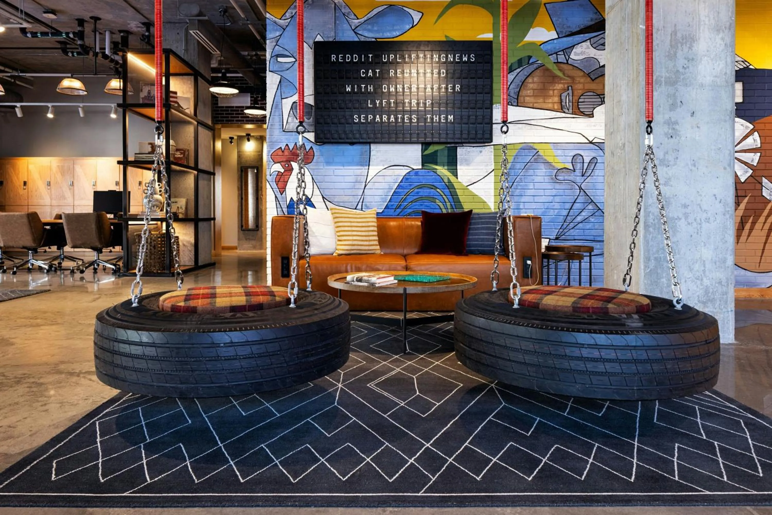 Living room in Moxy Omaha Downtown