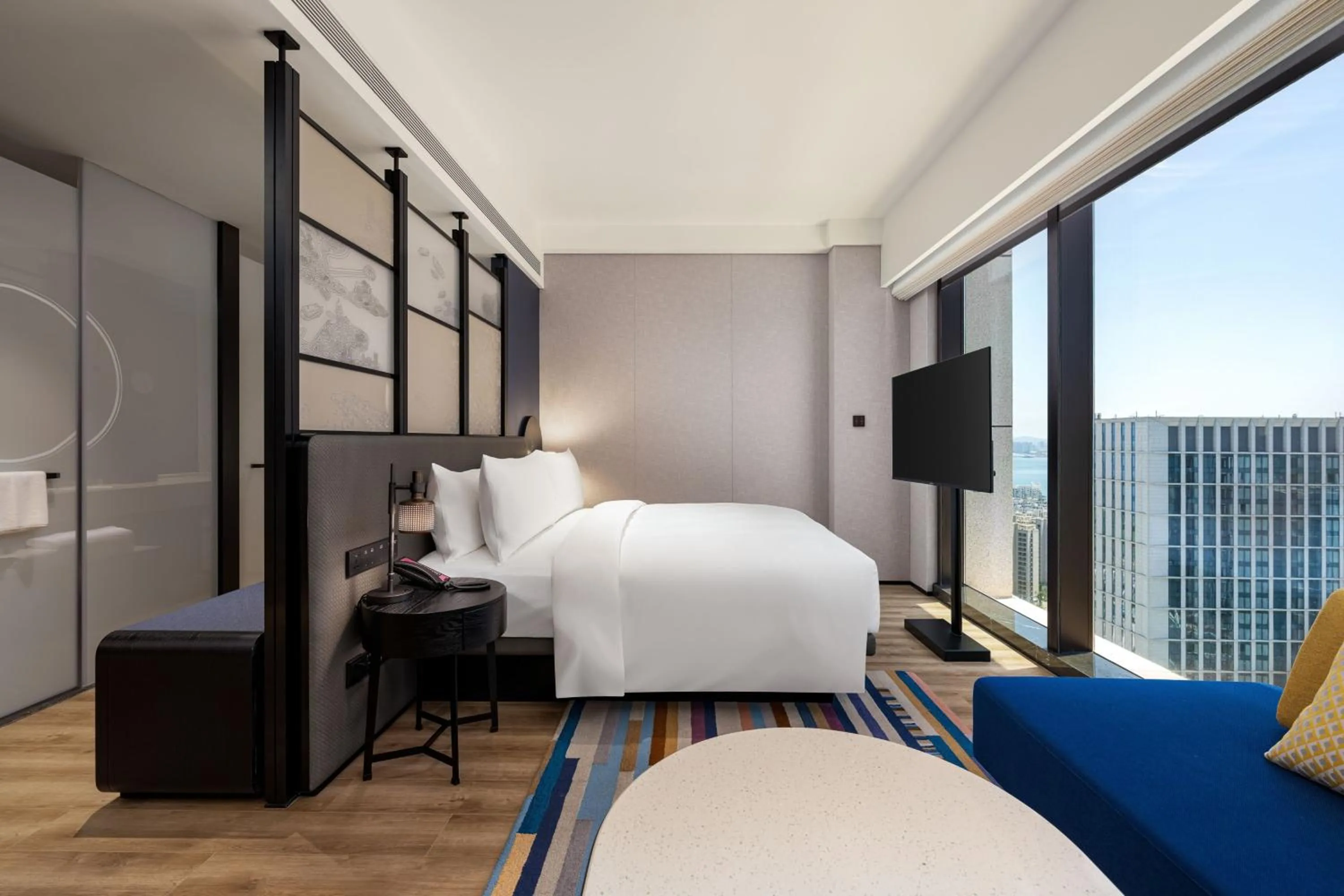 Bedroom, Bed in Aloft Yantai