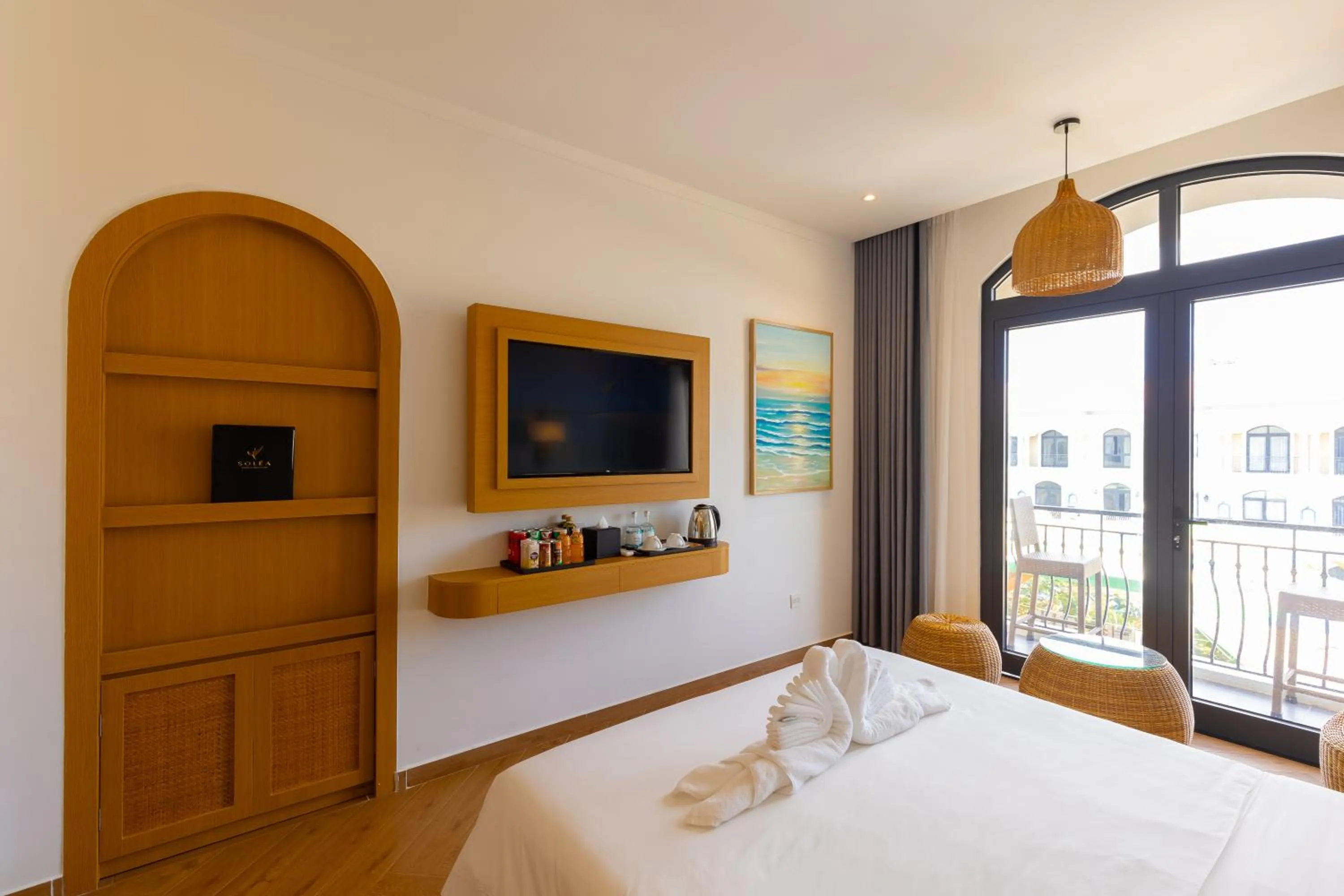 View (from property/room), Bed in SOLÉA Hotel GrandWorld Phu Quoc