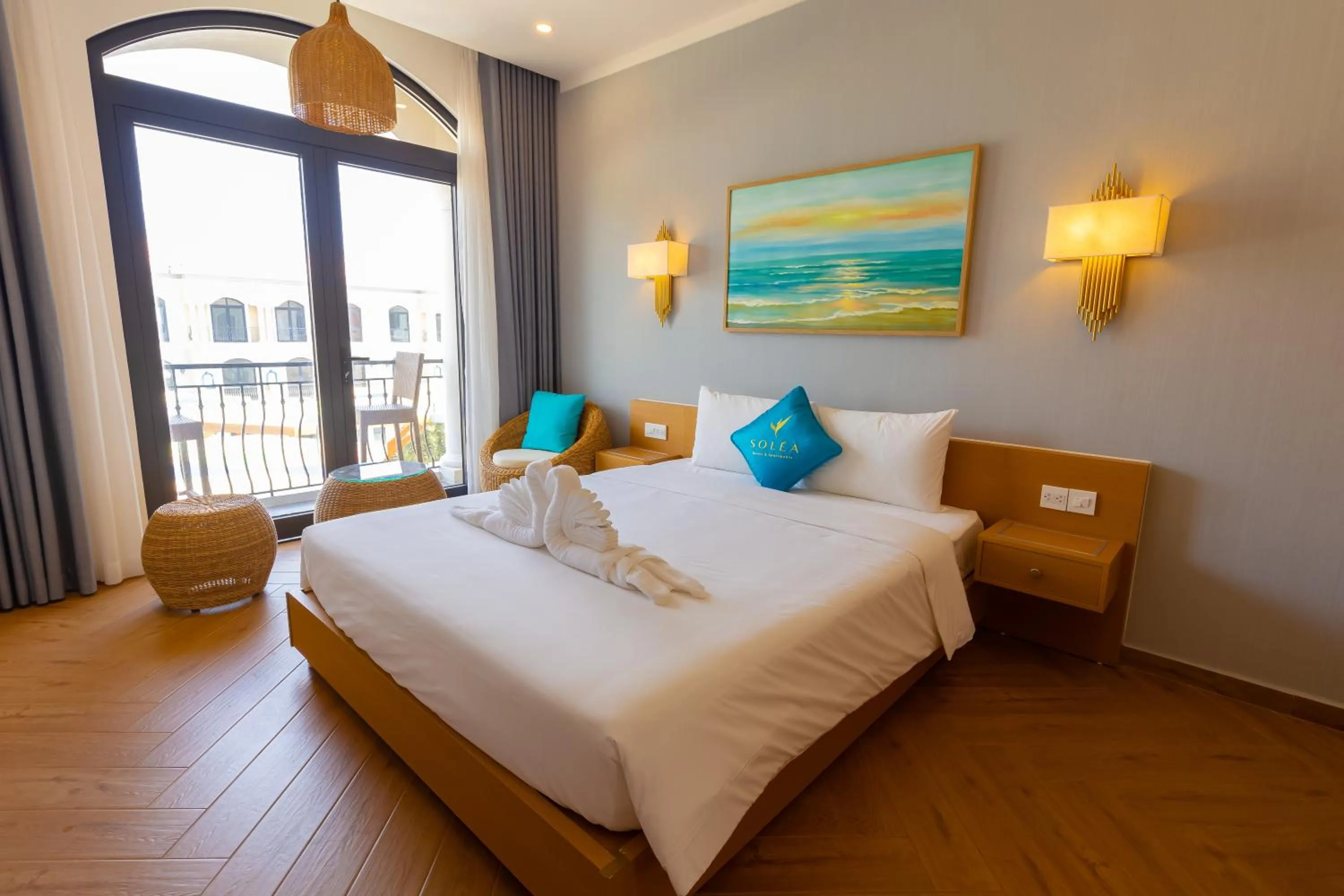 View (from property/room), Bed in SOLÉA Hotel GrandWorld Phu Quoc