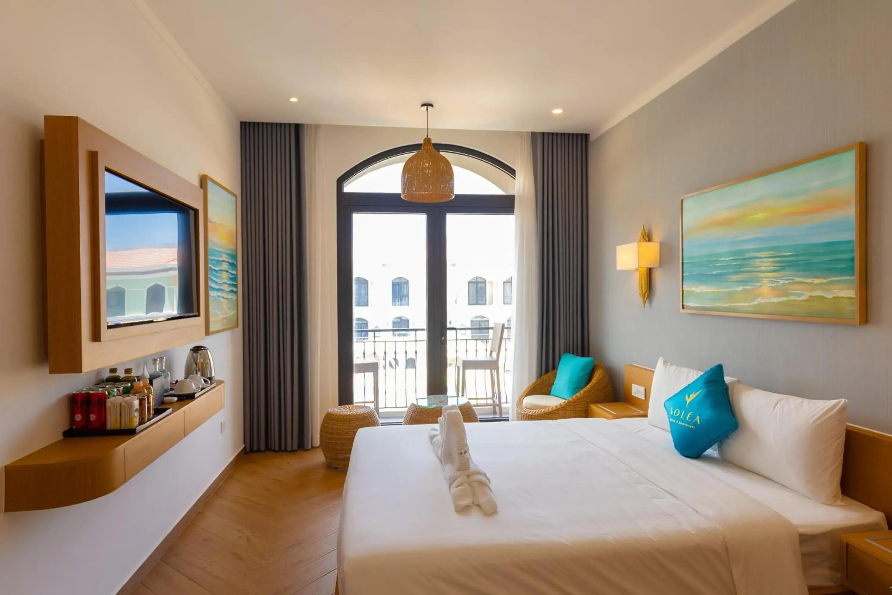 View (from property/room), Bed in SOLÉA Hotel GrandWorld Phu Quoc View (from property/room), Bed in SOLÉA Hotel GrandWorld Phu Quoc