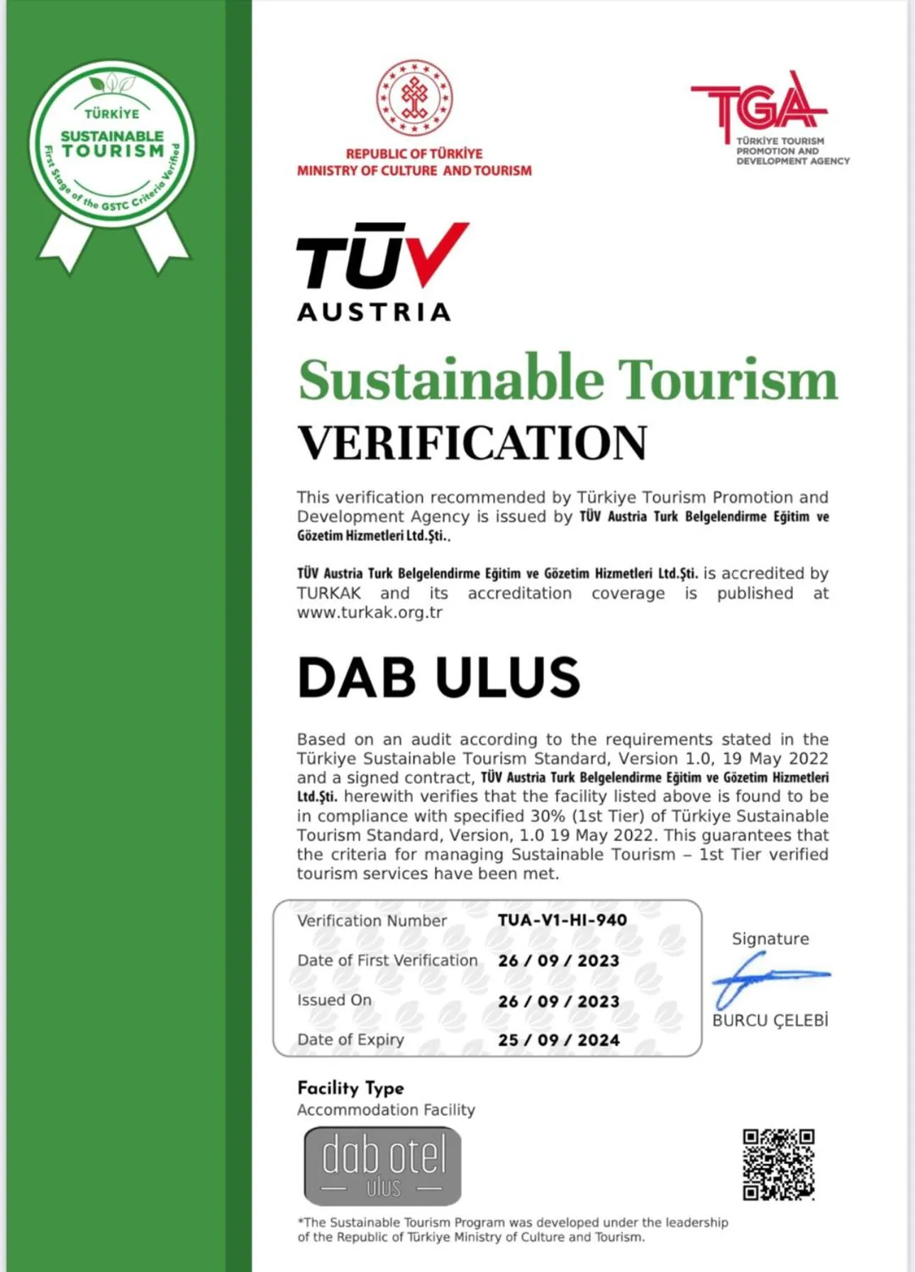 Logo/Certificate/Sign in Dab Hotel Ulus