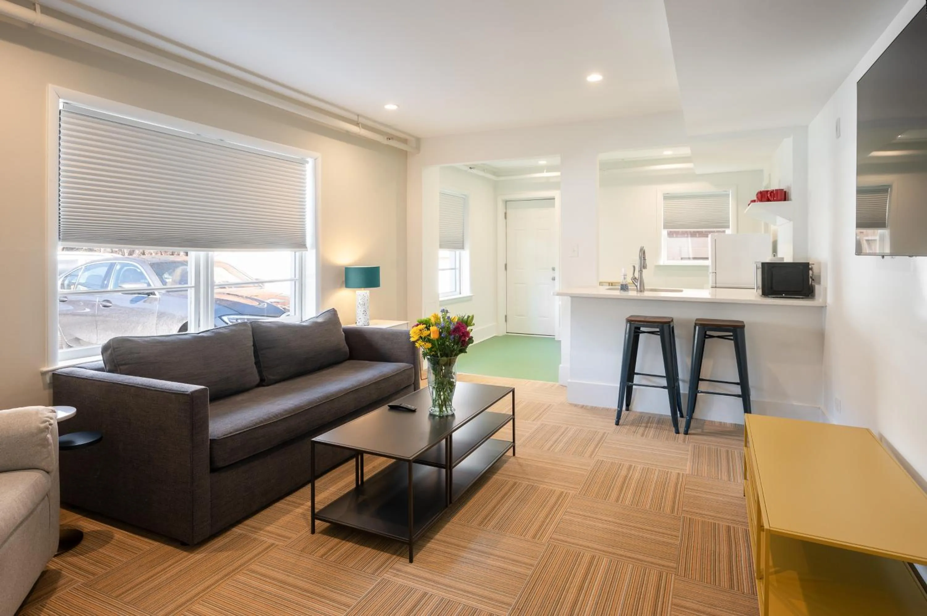 Seating area in Little Mod Hotel at the University