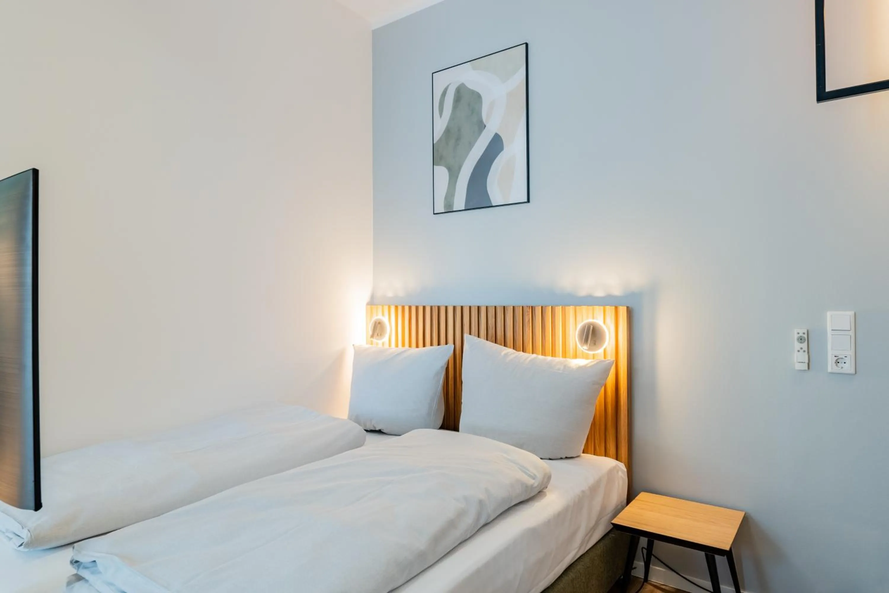 Bed in Nena Apartments Berlin Adlershof