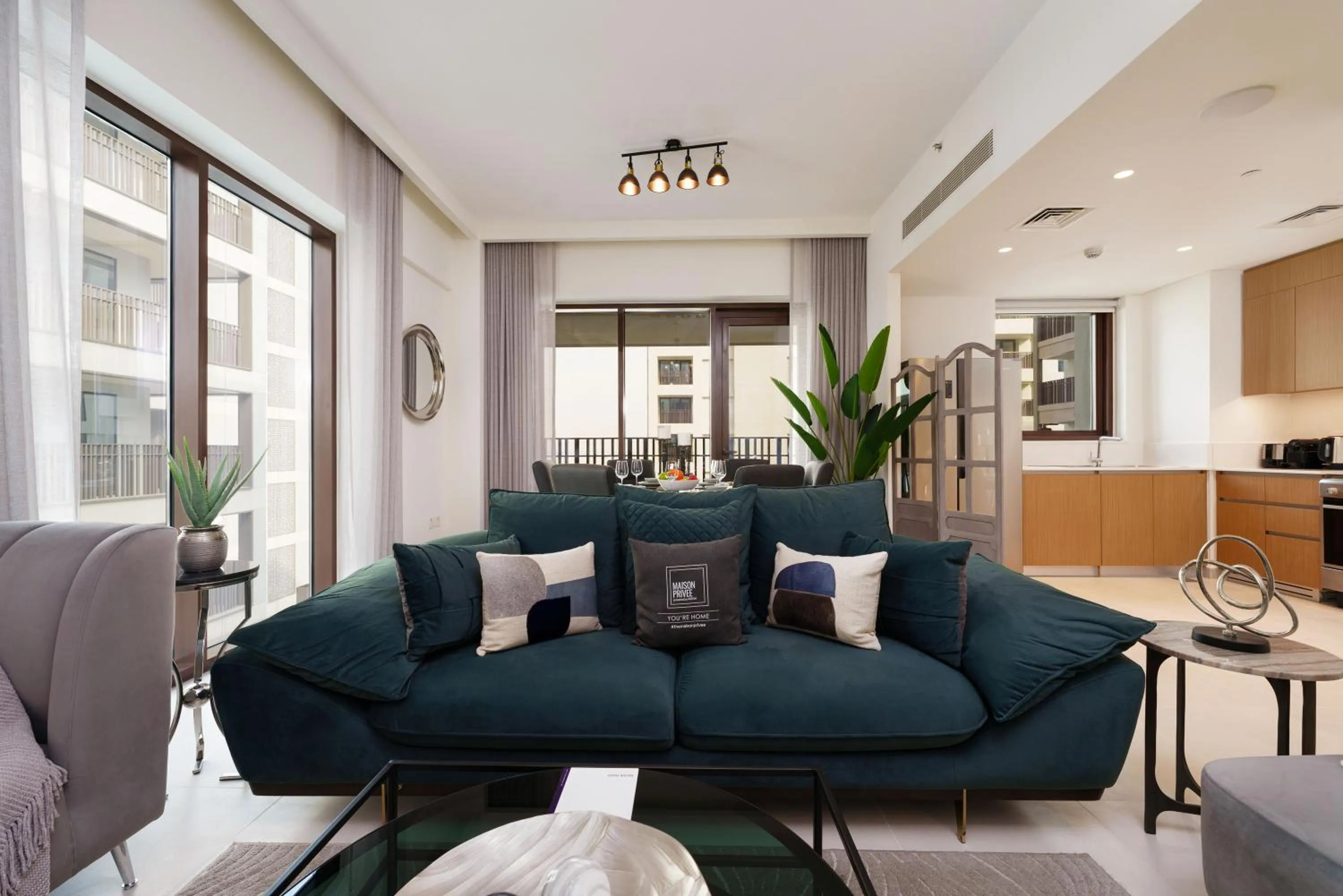 Living room in Maison Privee - Alluring Modern Apt in Dubai Creek Beach