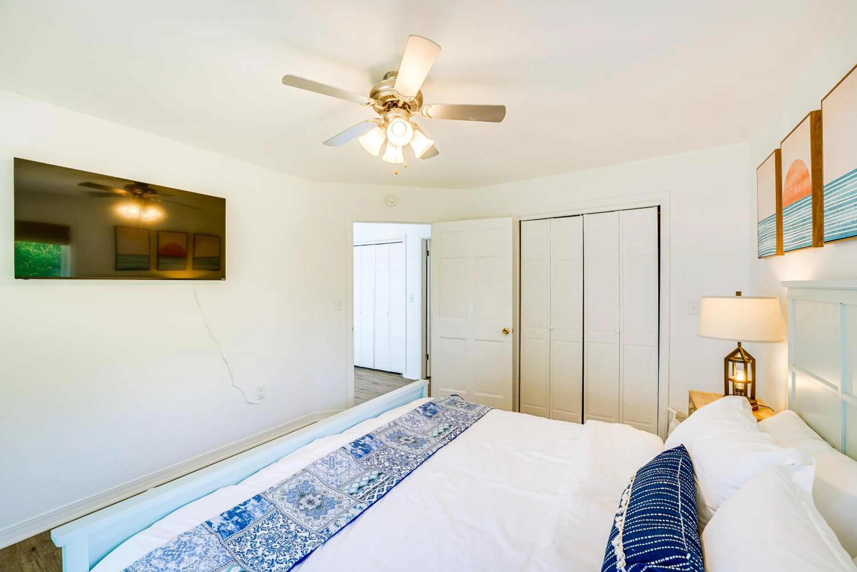 Bed in Private Beachfront Lake Michigan Rental with Kayaks