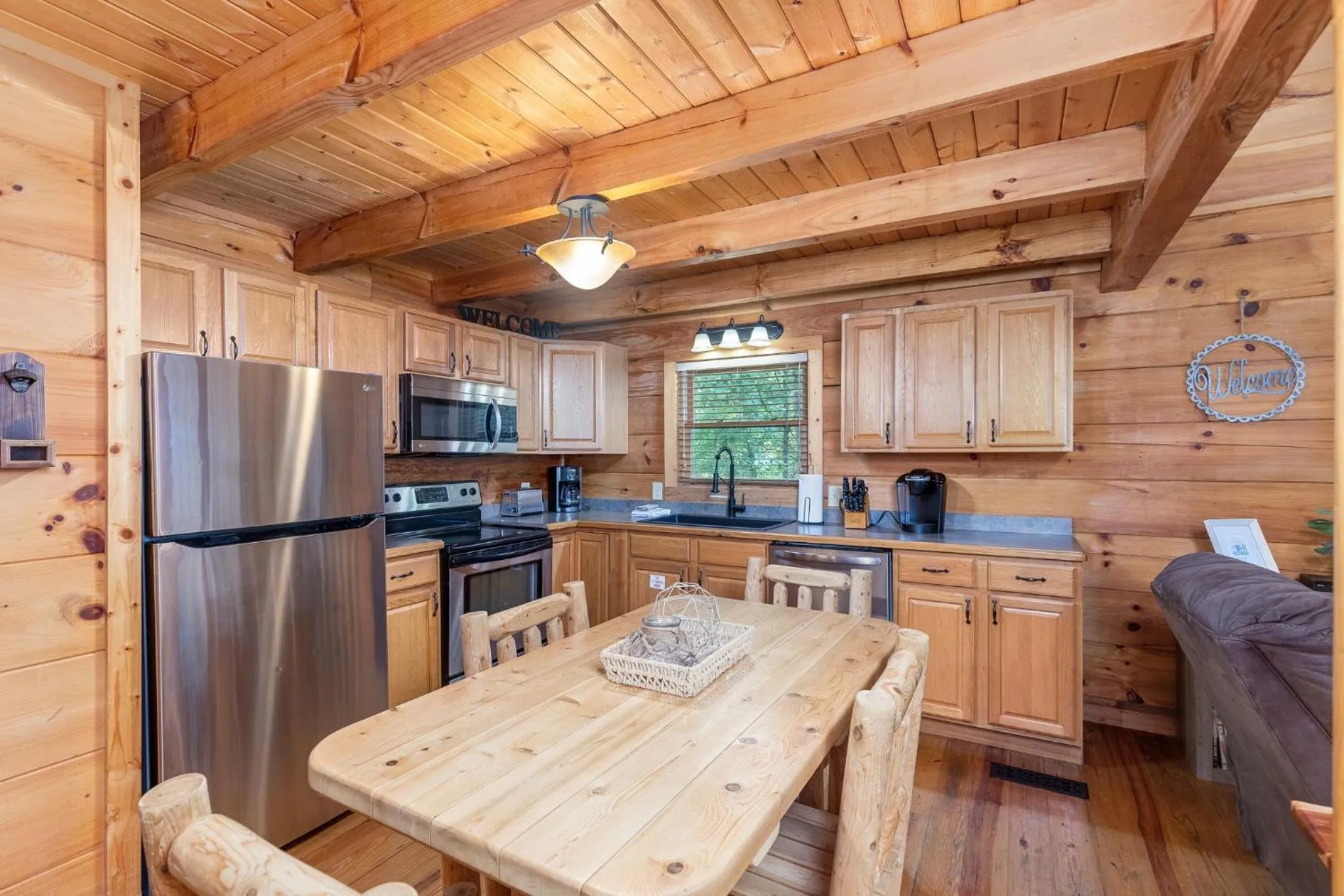 kitchen in Elegant & Cozy Cabin Near Pigeon Forge