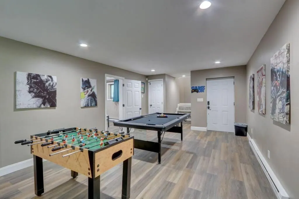 Game Room in Cozy Chalet Game Rm and Fireplace