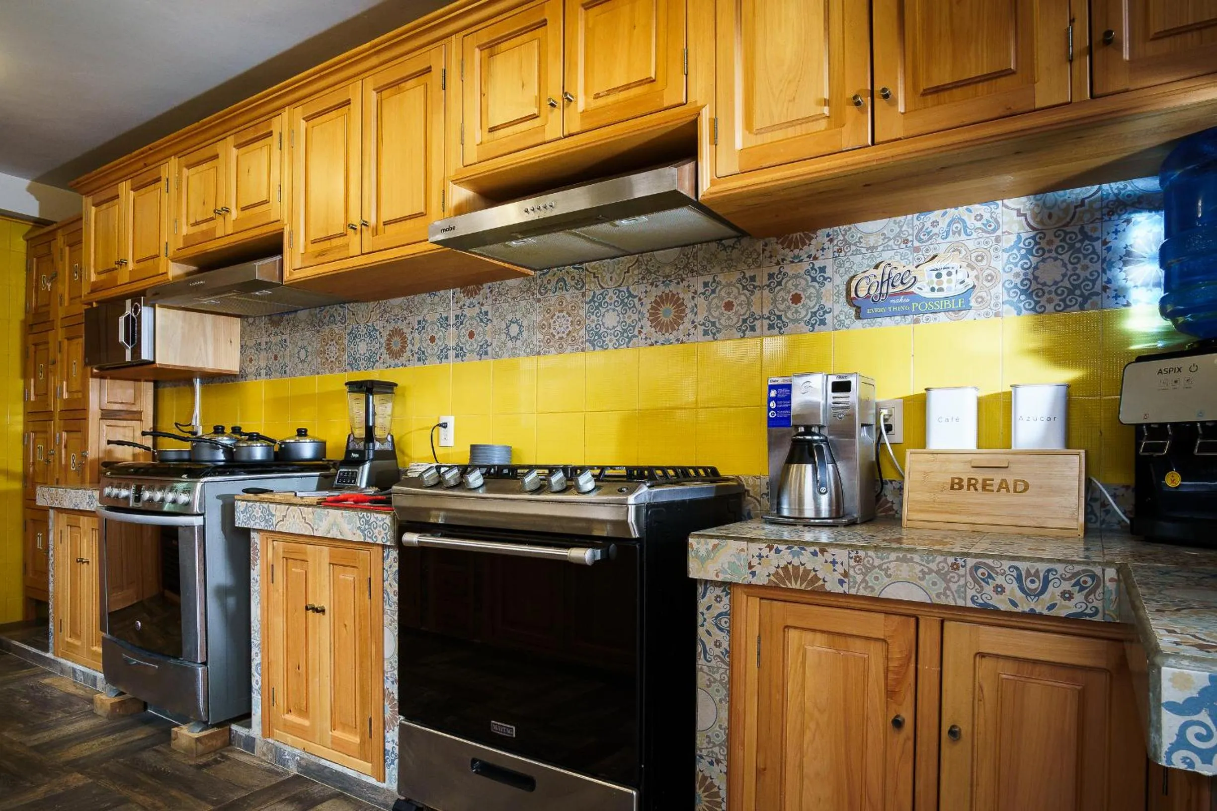 Communal kitchen in Tierra Alta Hostal
