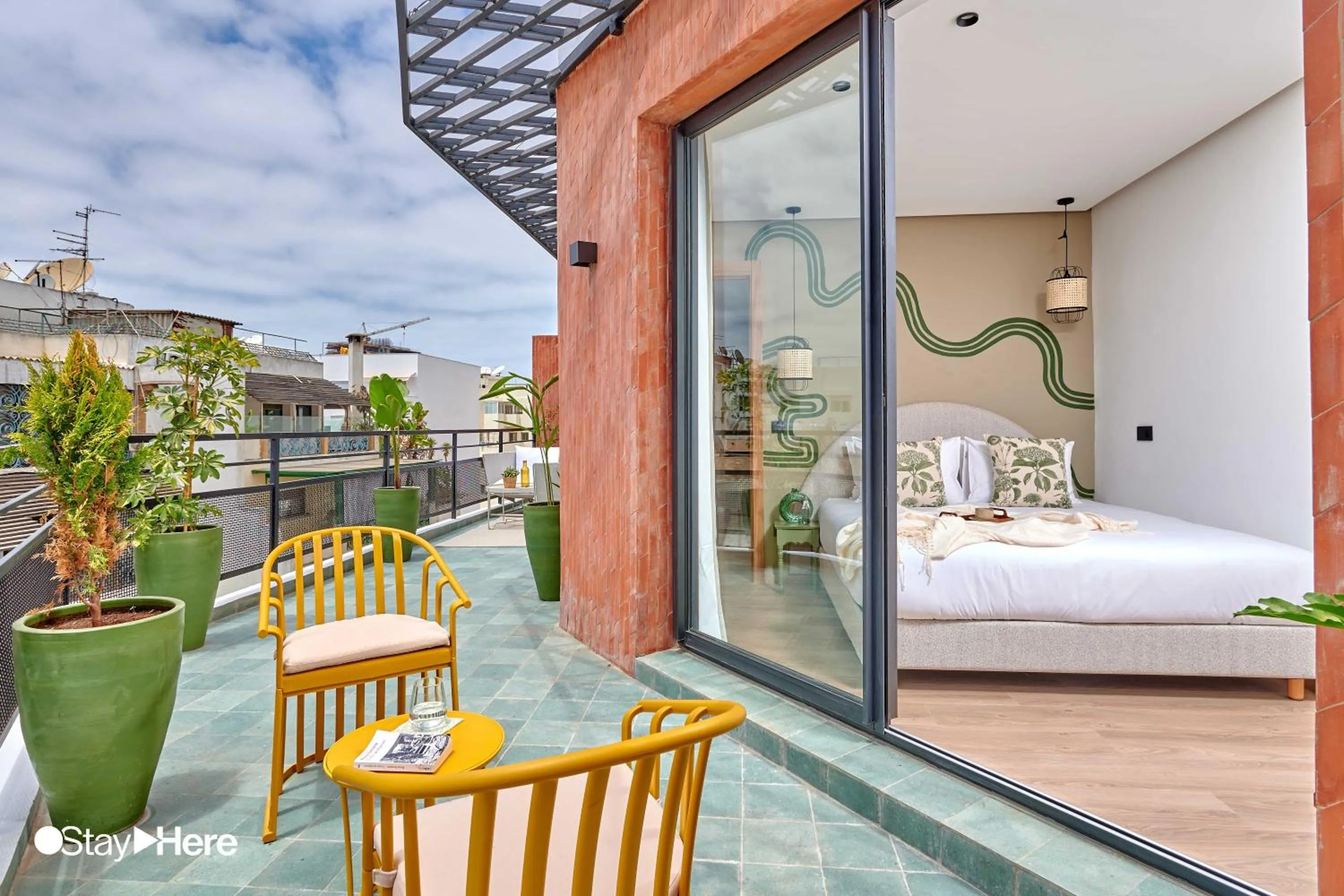 Balcony/Terrace, Bed in Stayhere Casablanca - Maarif - Elite Residence