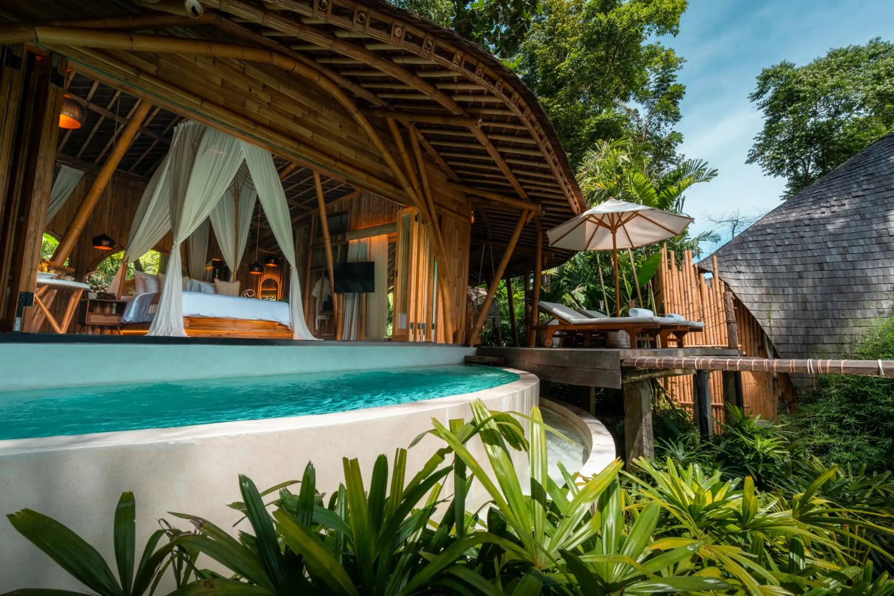 Pool view in Bambootel Sawah View Pool view in Bambootel Sawah View