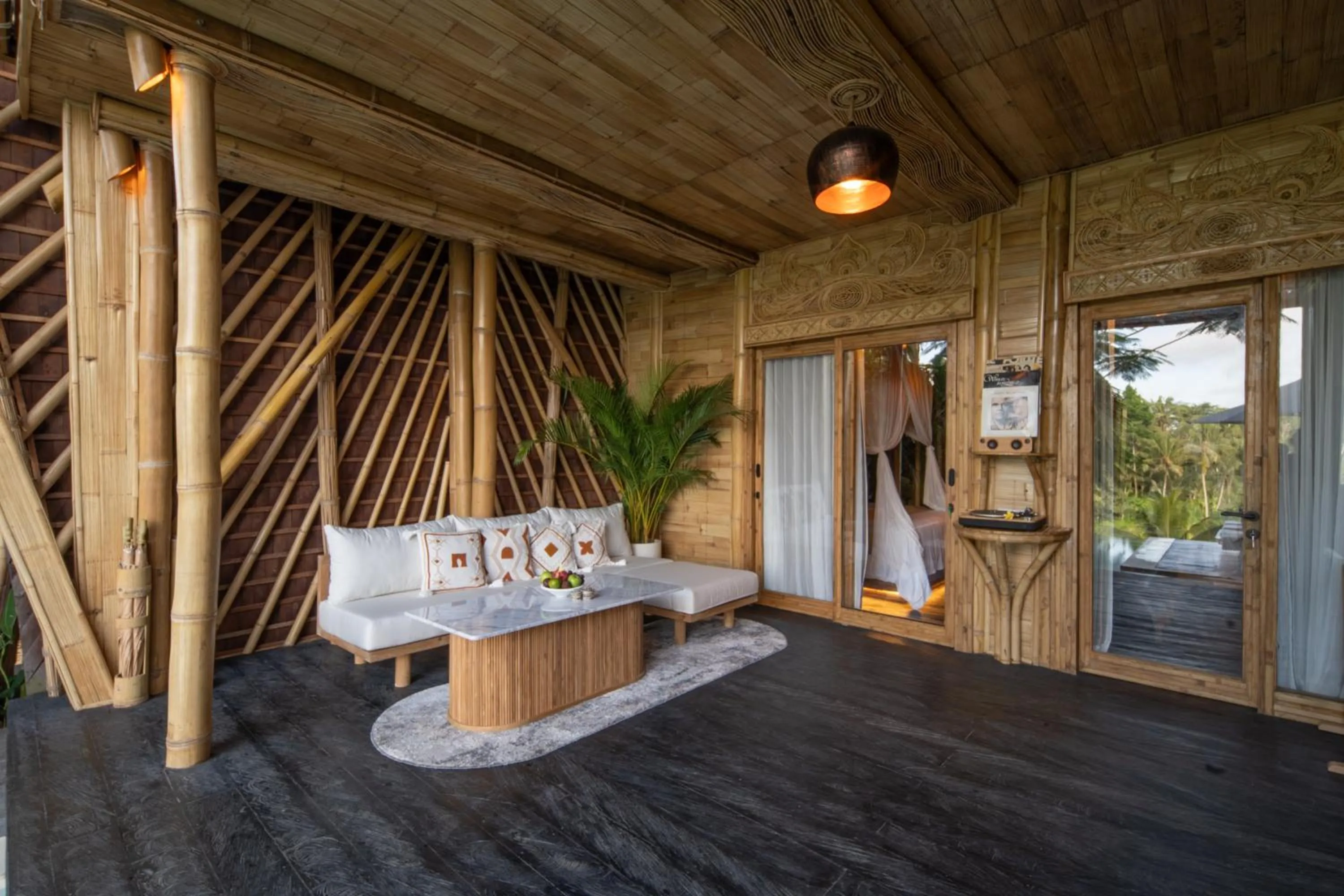 Seating area in Bambootel Sawah View