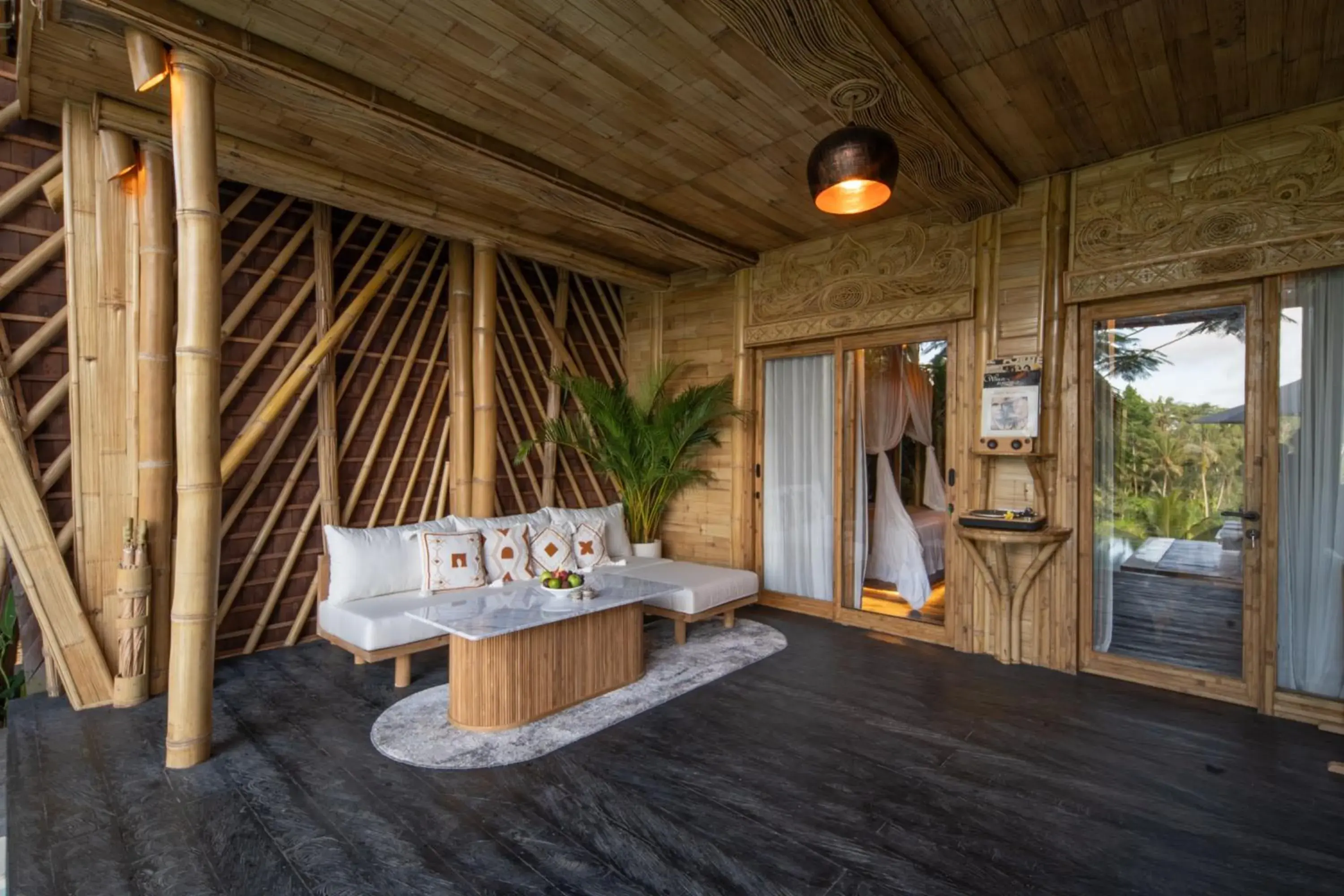 Seating area in Bambootel Sawah View Seating area in Bambootel Sawah View