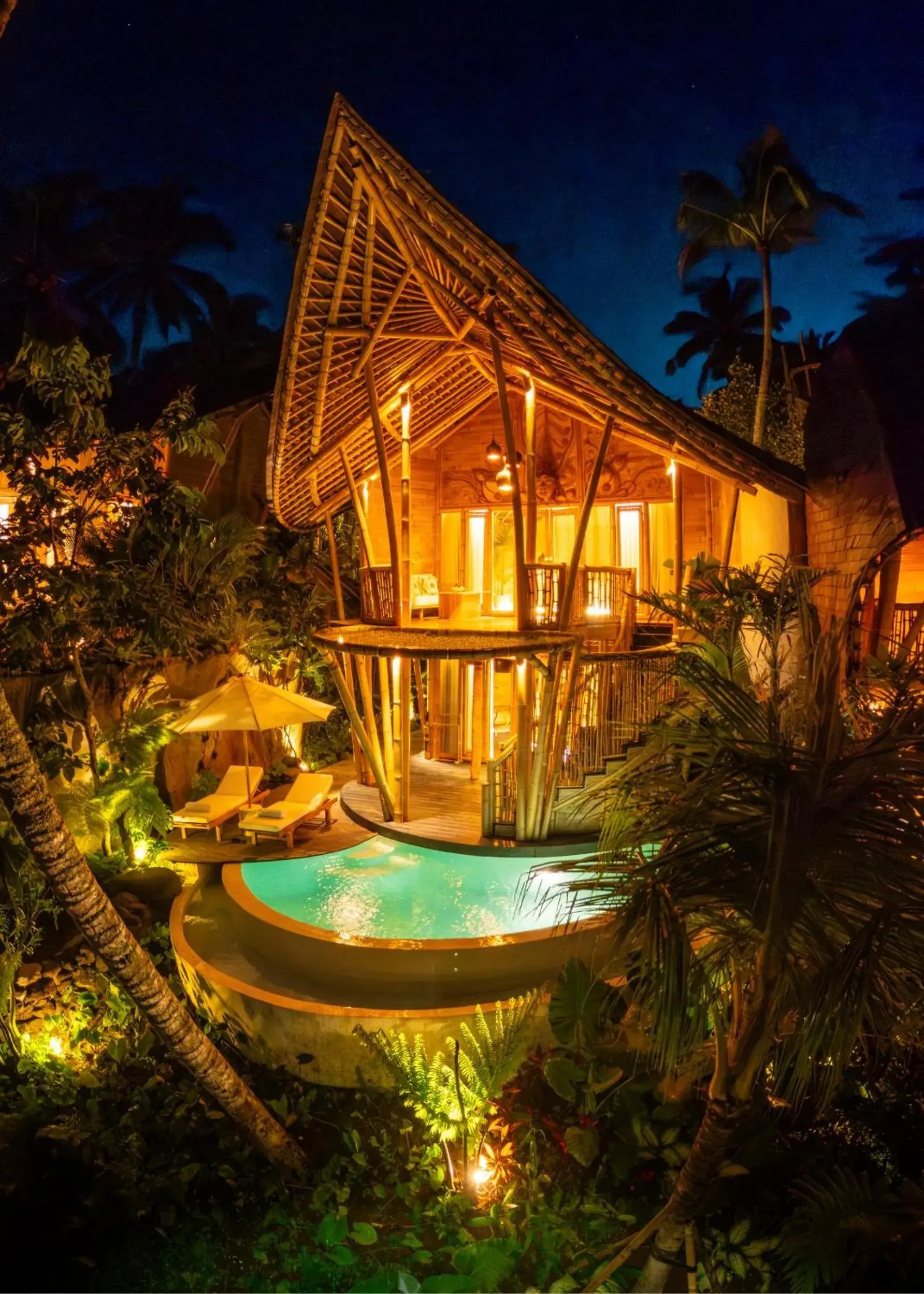 Night in Bambootel Sawah View Night in Bambootel Sawah View