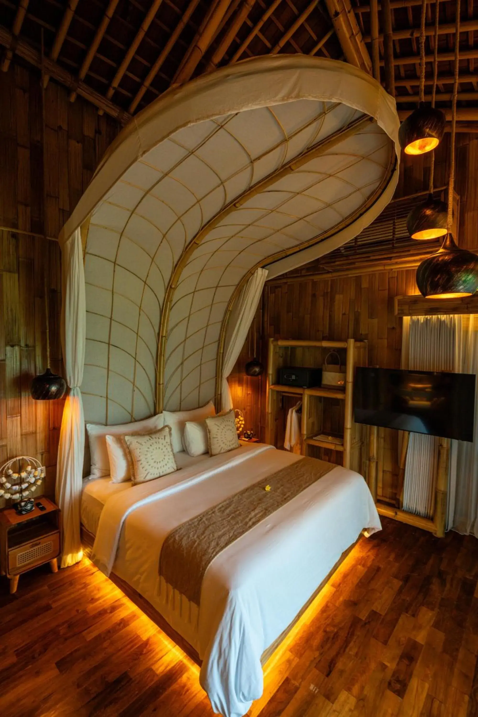 Bed in Bambootel Sawah View Bed in Bambootel Sawah View