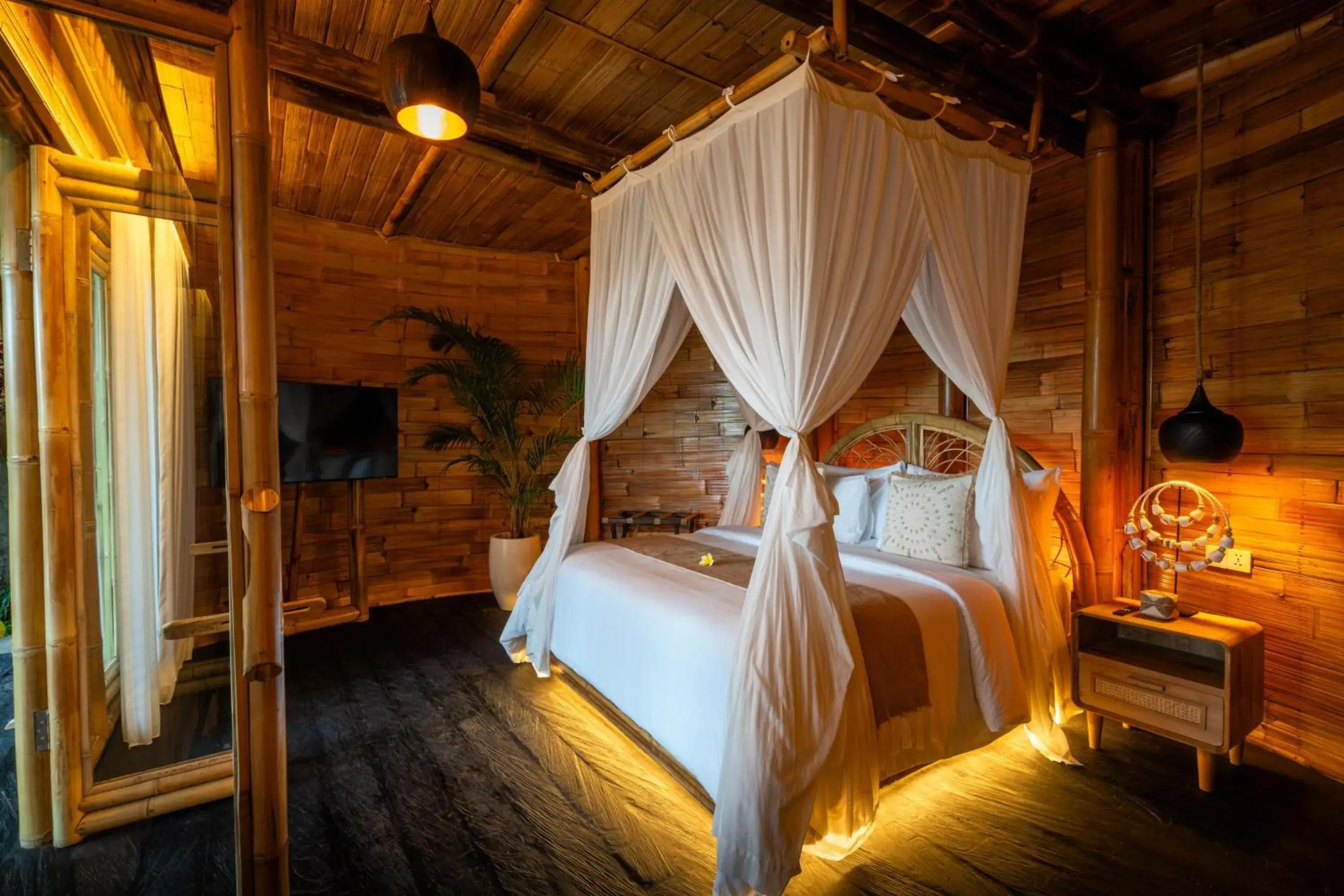 Bed in Bambootel Sawah View Bed in Bambootel Sawah View