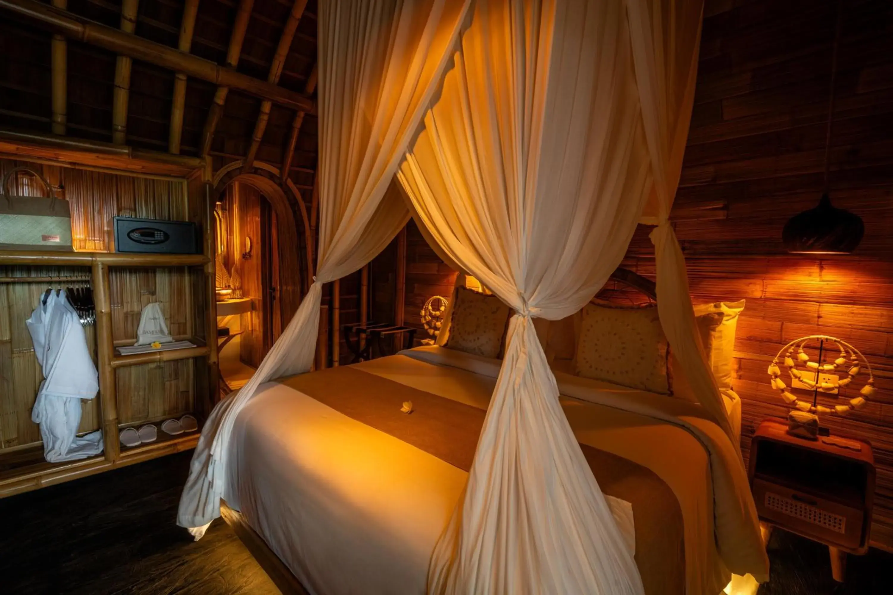 Bed in Bambootel Sawah View Bed in Bambootel Sawah View