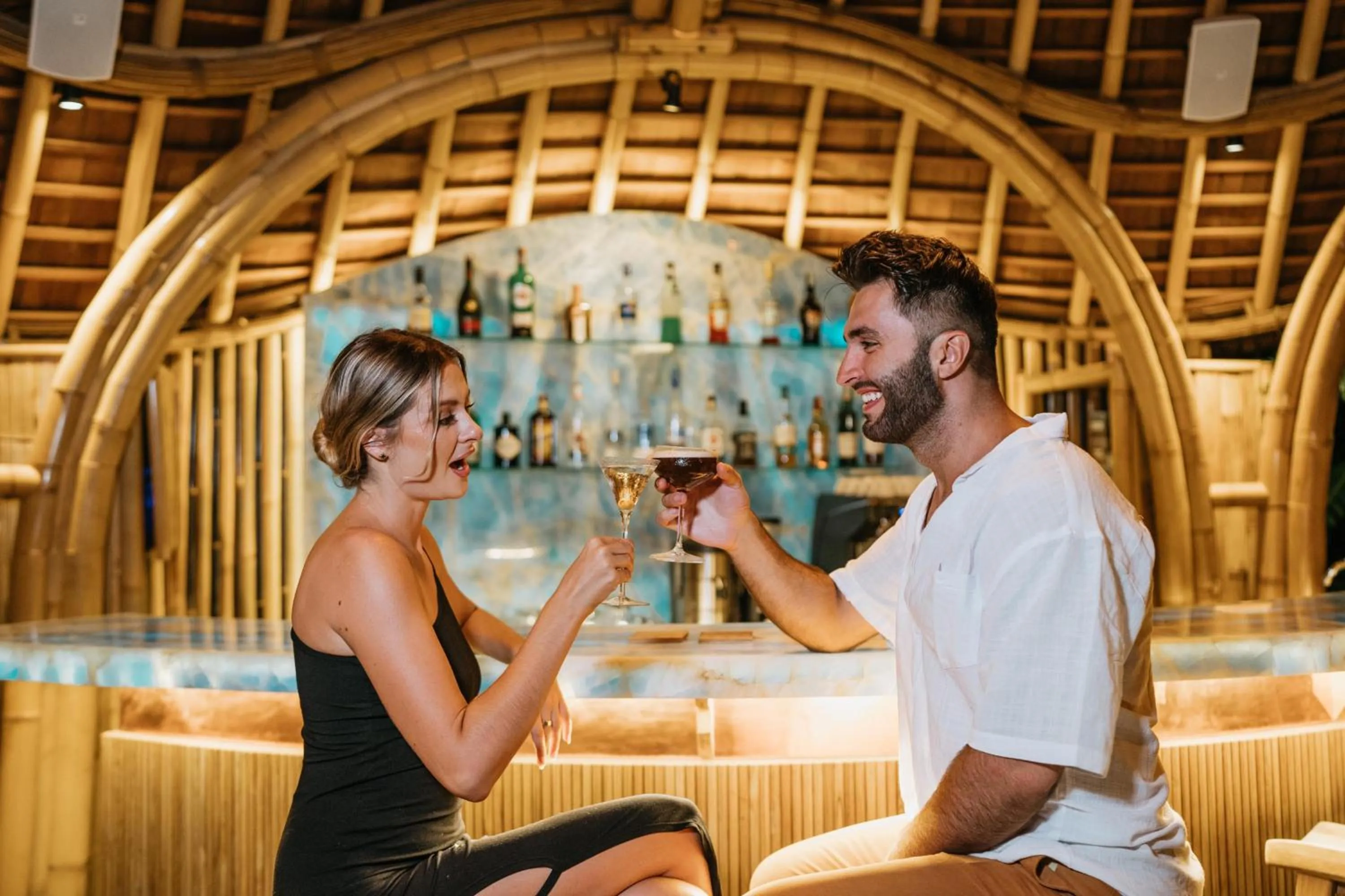 Lounge or bar in Bambootel Sawah View