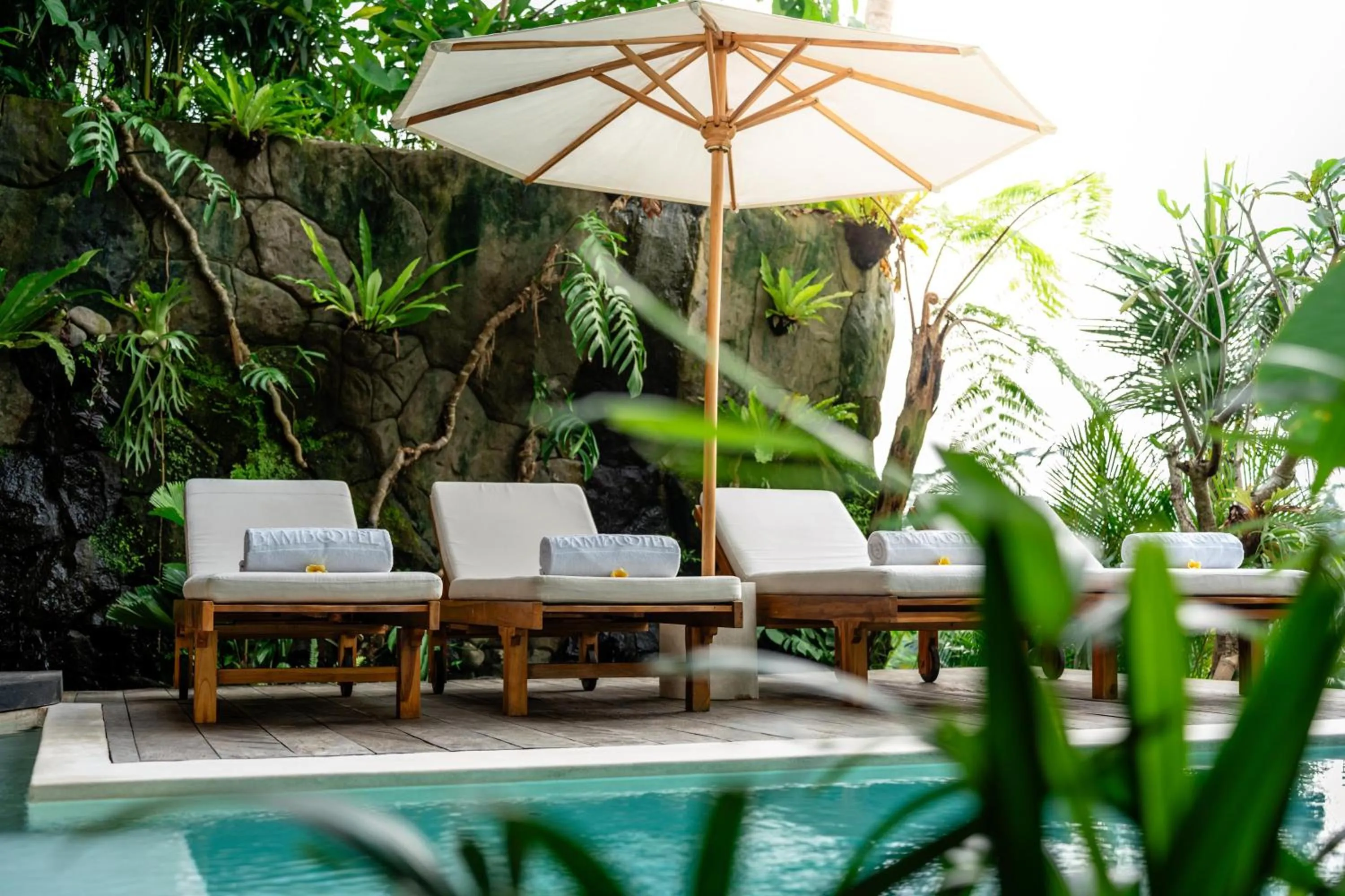 Swimming pool in Bambootel Sawah View