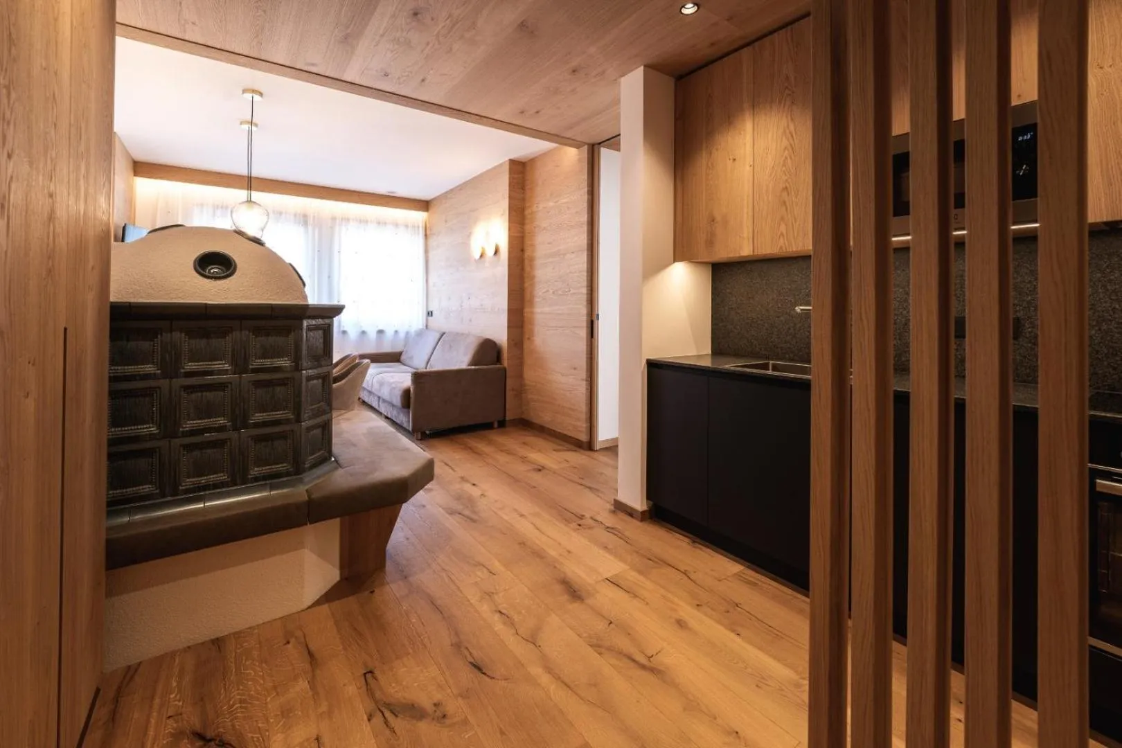 Kitchen or kitchenette, Bed in Aparthotel Zum Schlössl