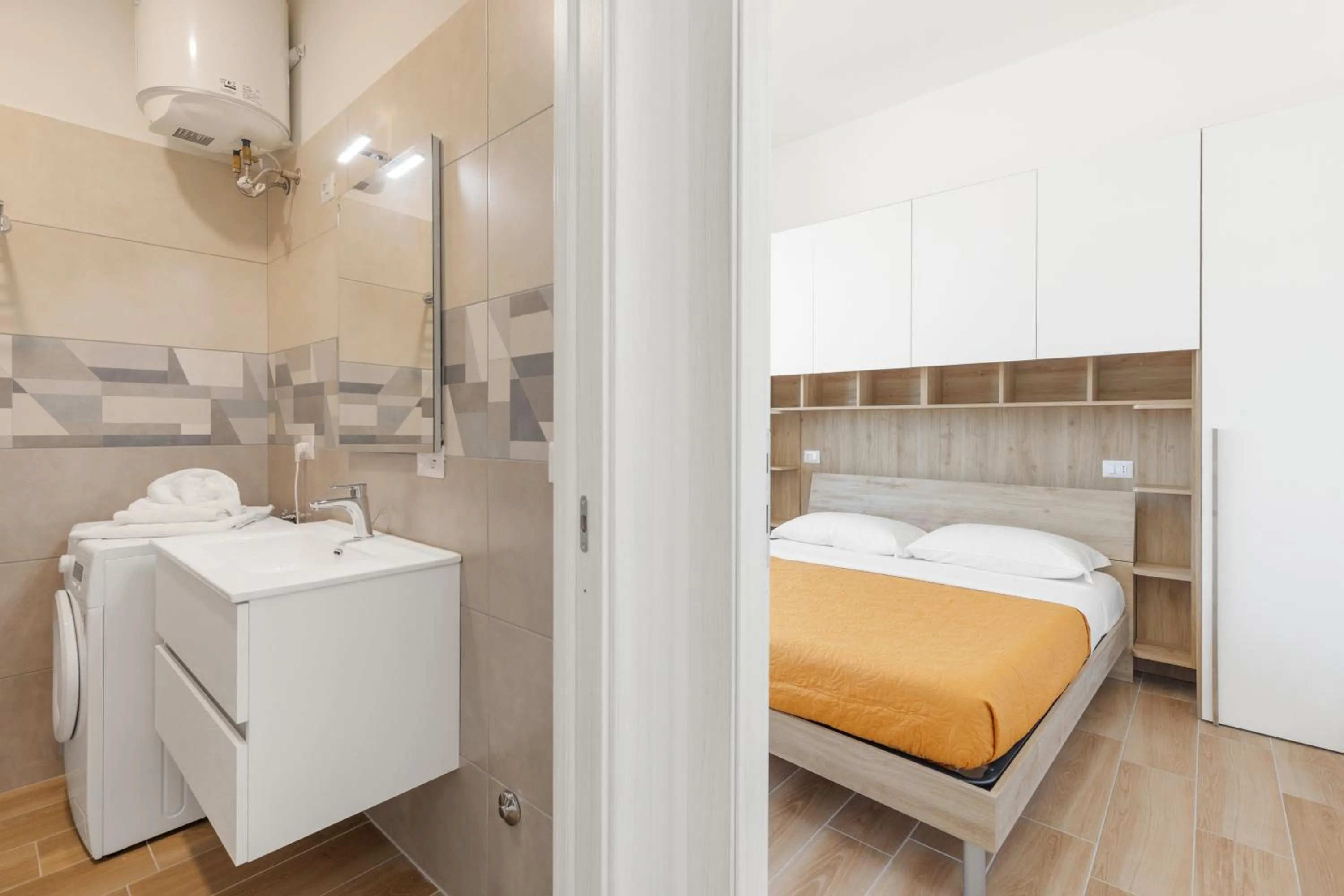 Bathroom, Bed in Residence Torvaianica